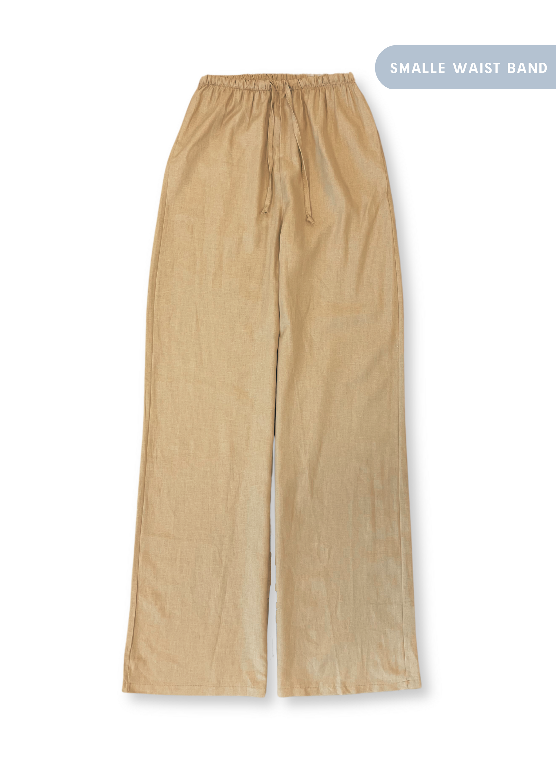 Pantalon en lin petite taille bande nude (REGULAR)