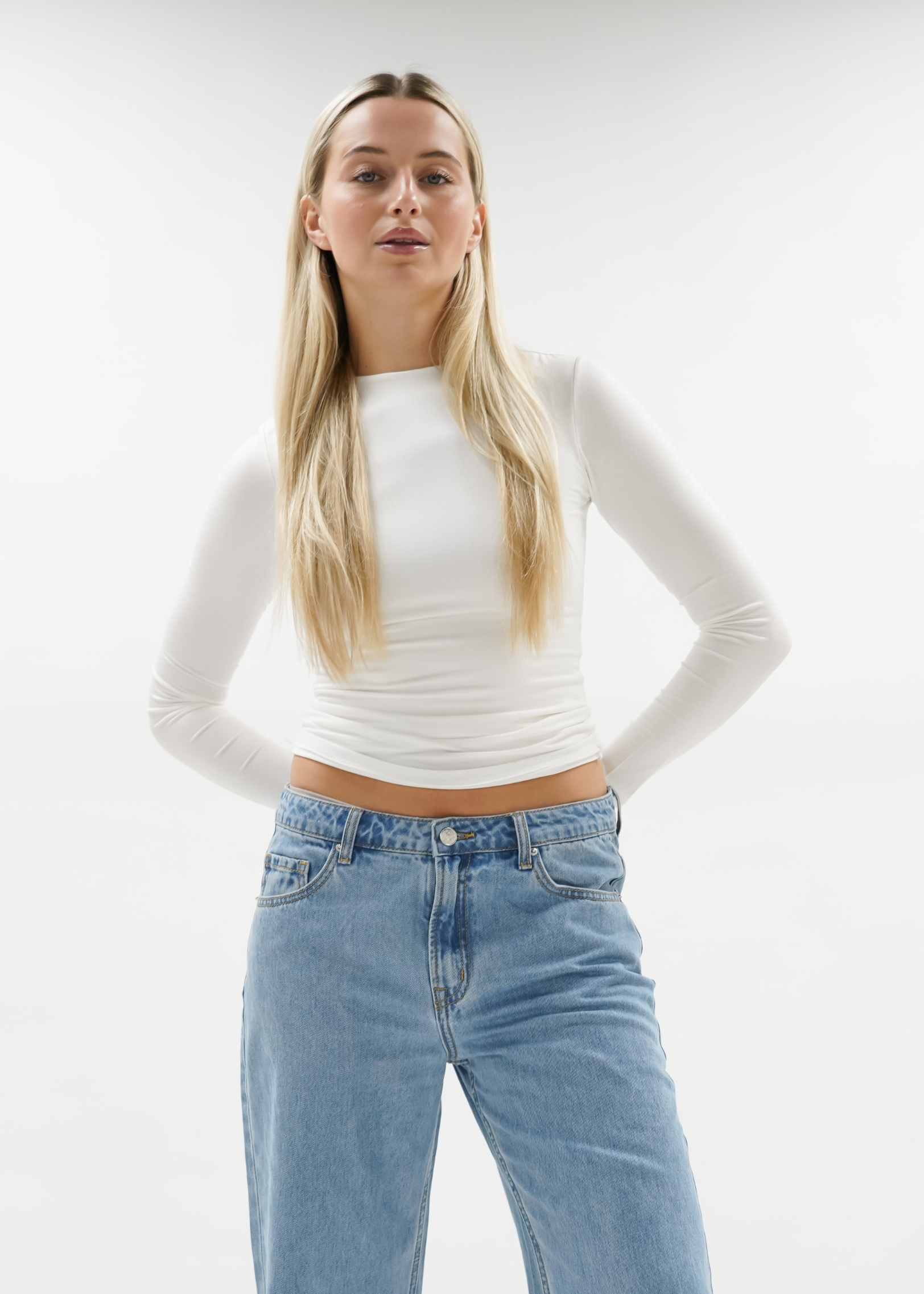 Long sleeve top long off-white