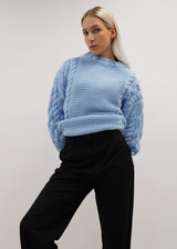 Cable knit baby blue