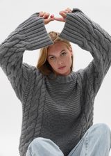 Cable knit dark grey