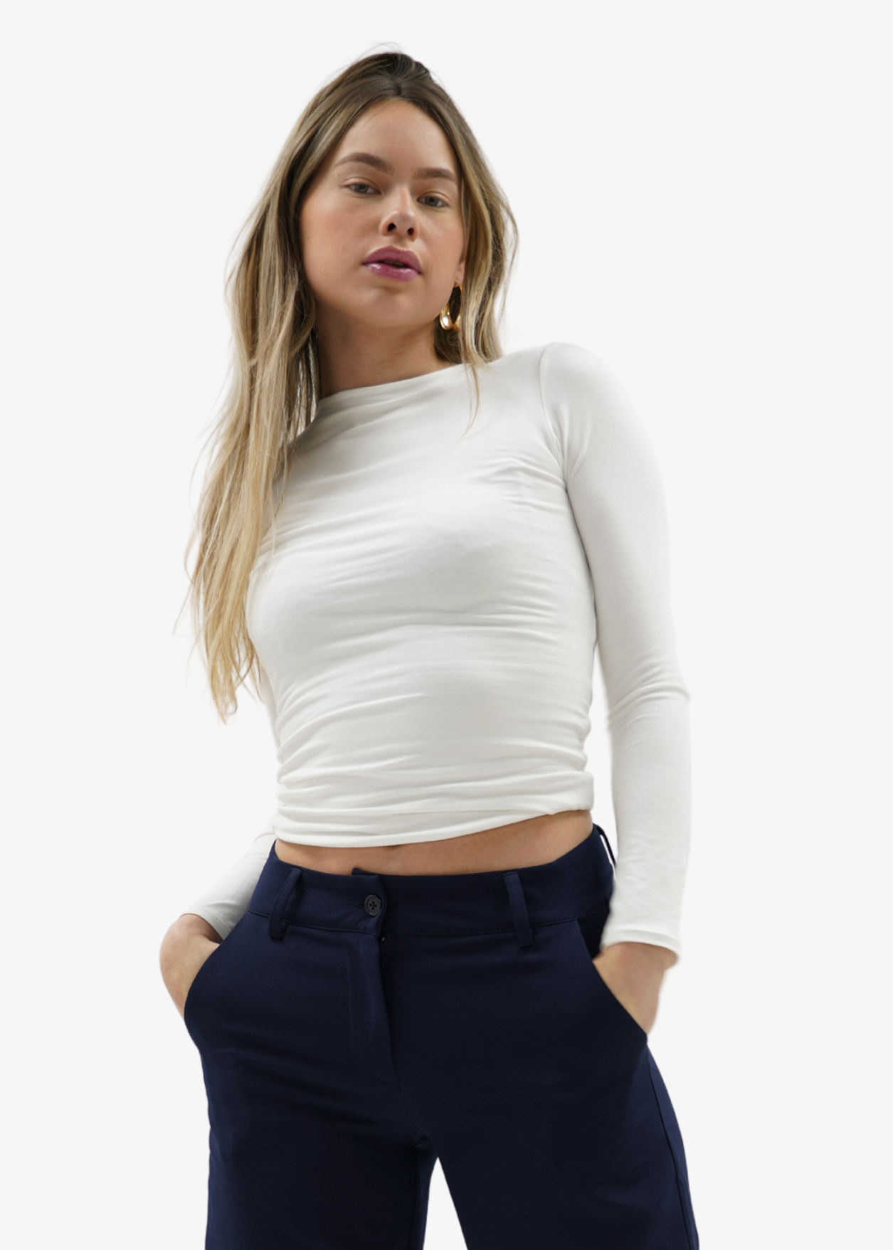 Long sleeve top long off-white