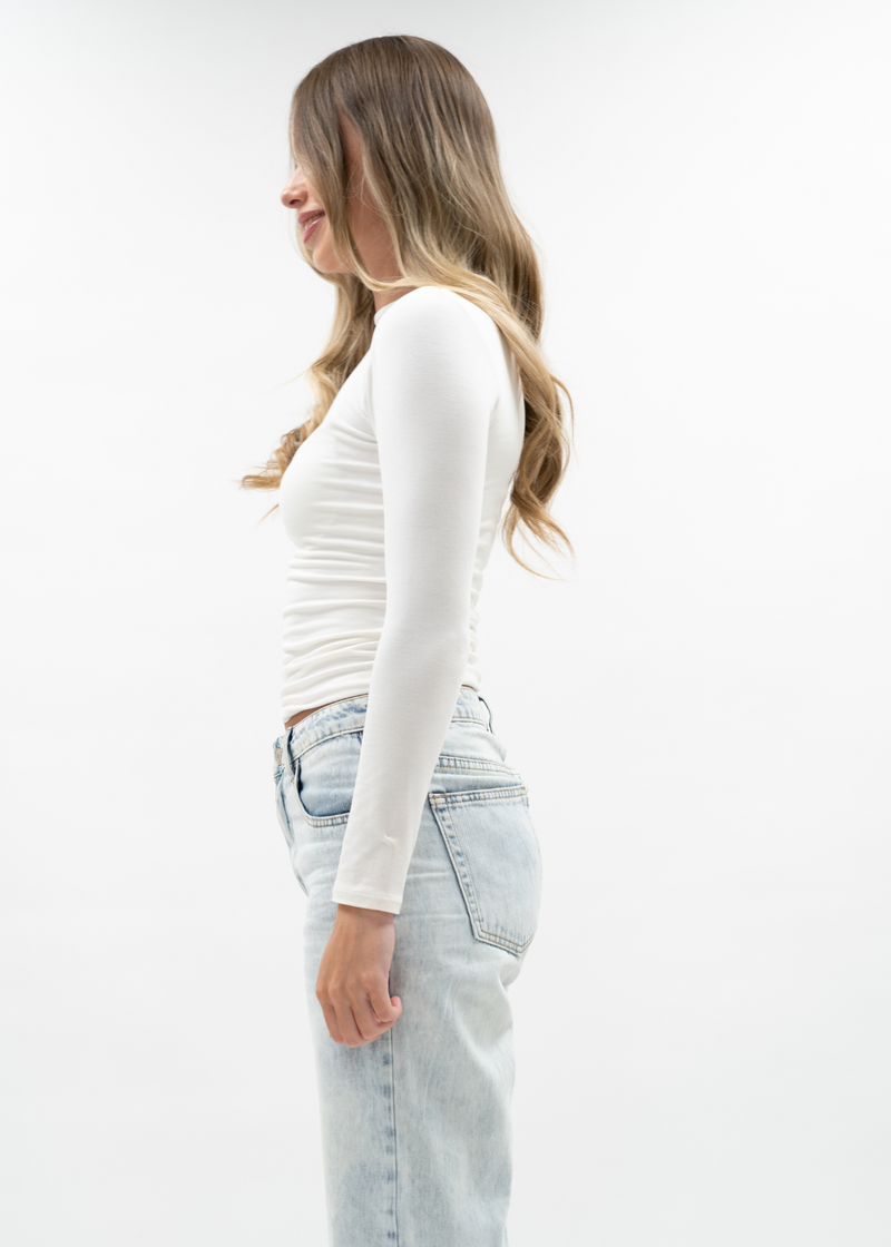 Long sleeve top long off-white