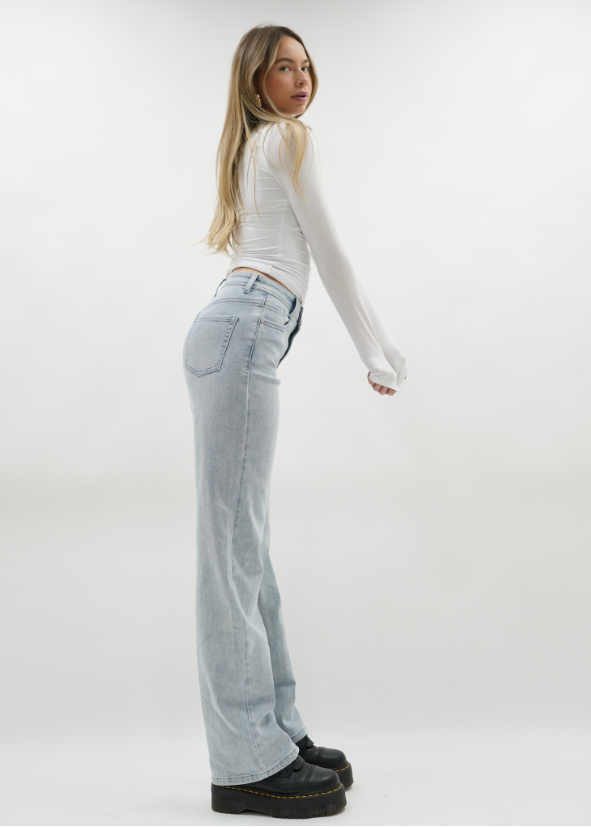 Stretch high waist straight leg jeans light blue (TALL)
