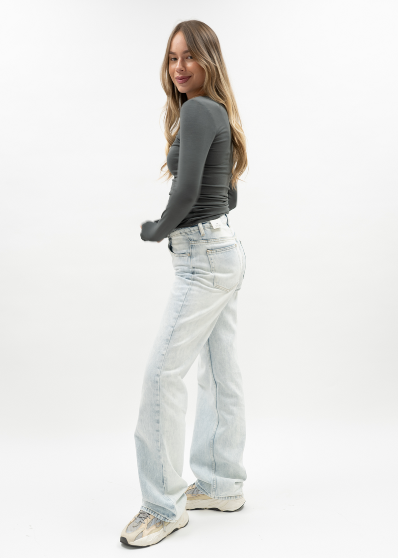 Long sleeve top long charcoal