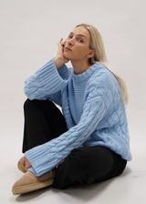 Cable knit baby blue