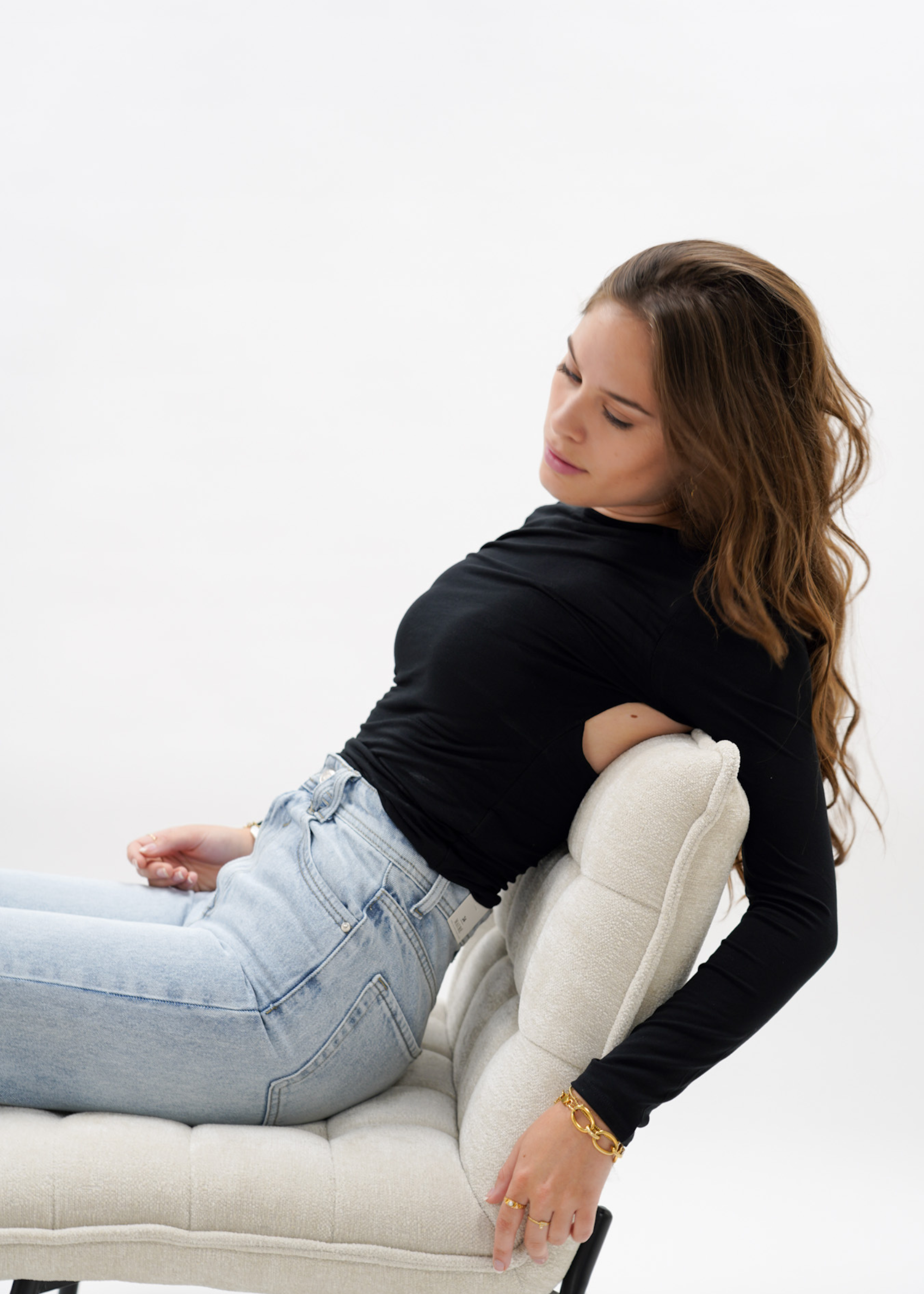 Long sleeve backless top black