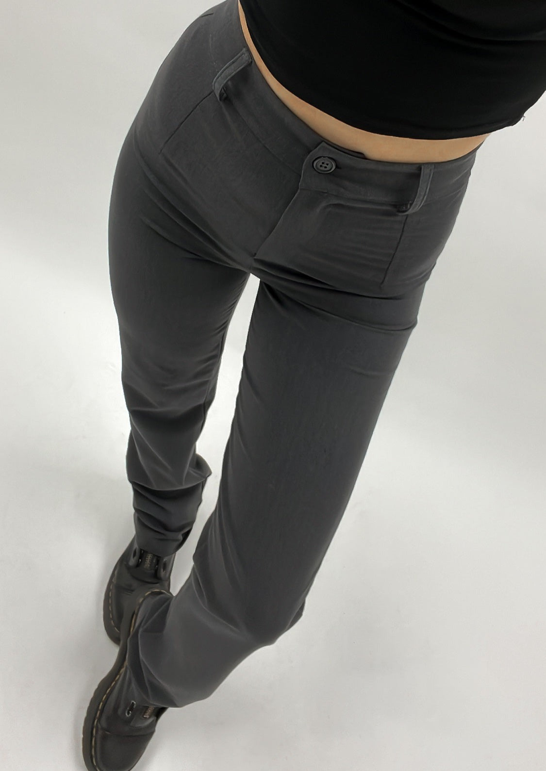 Pantalon droit classique gris foncé délavé (TALL)