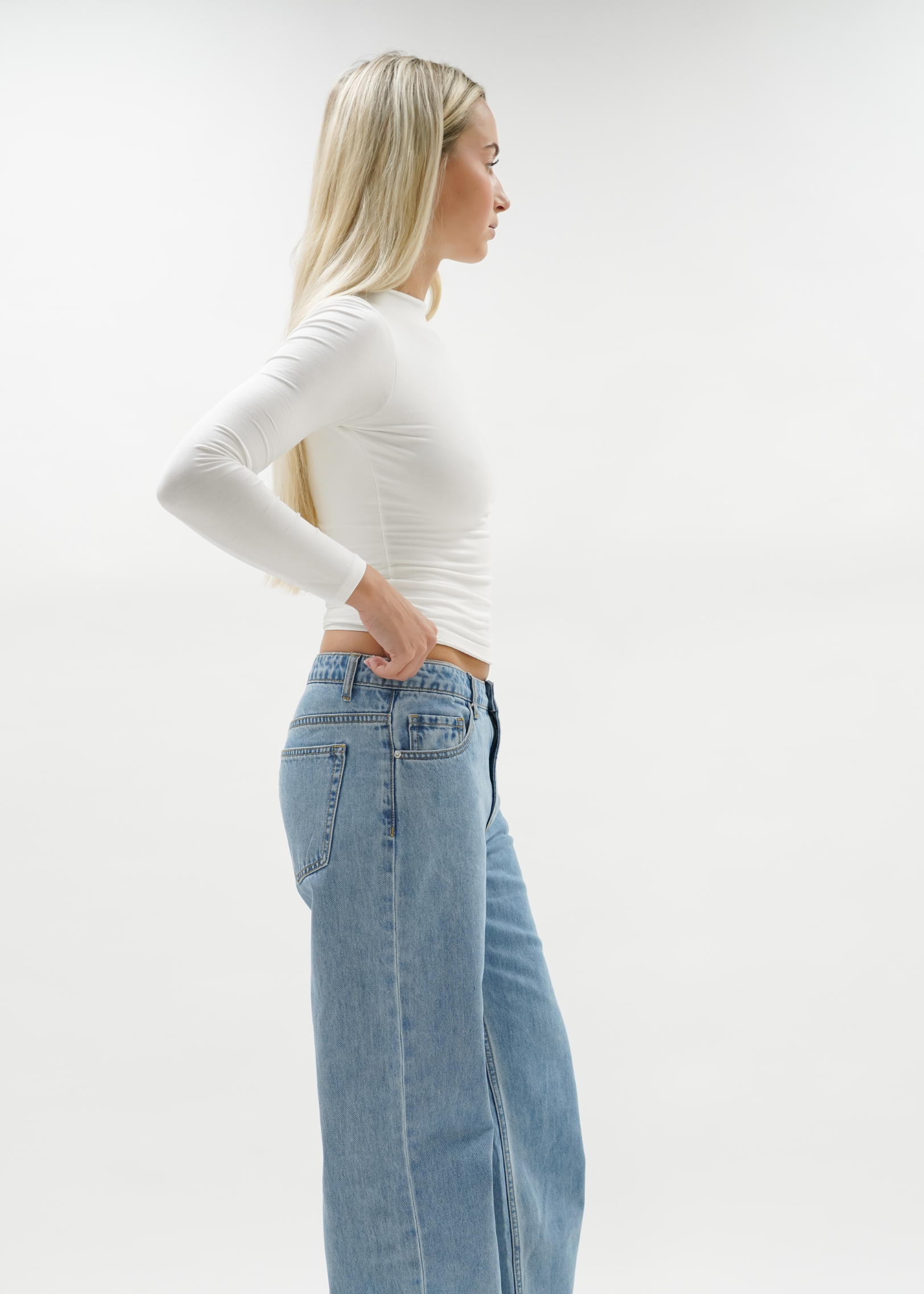 Long sleeve top long off-white