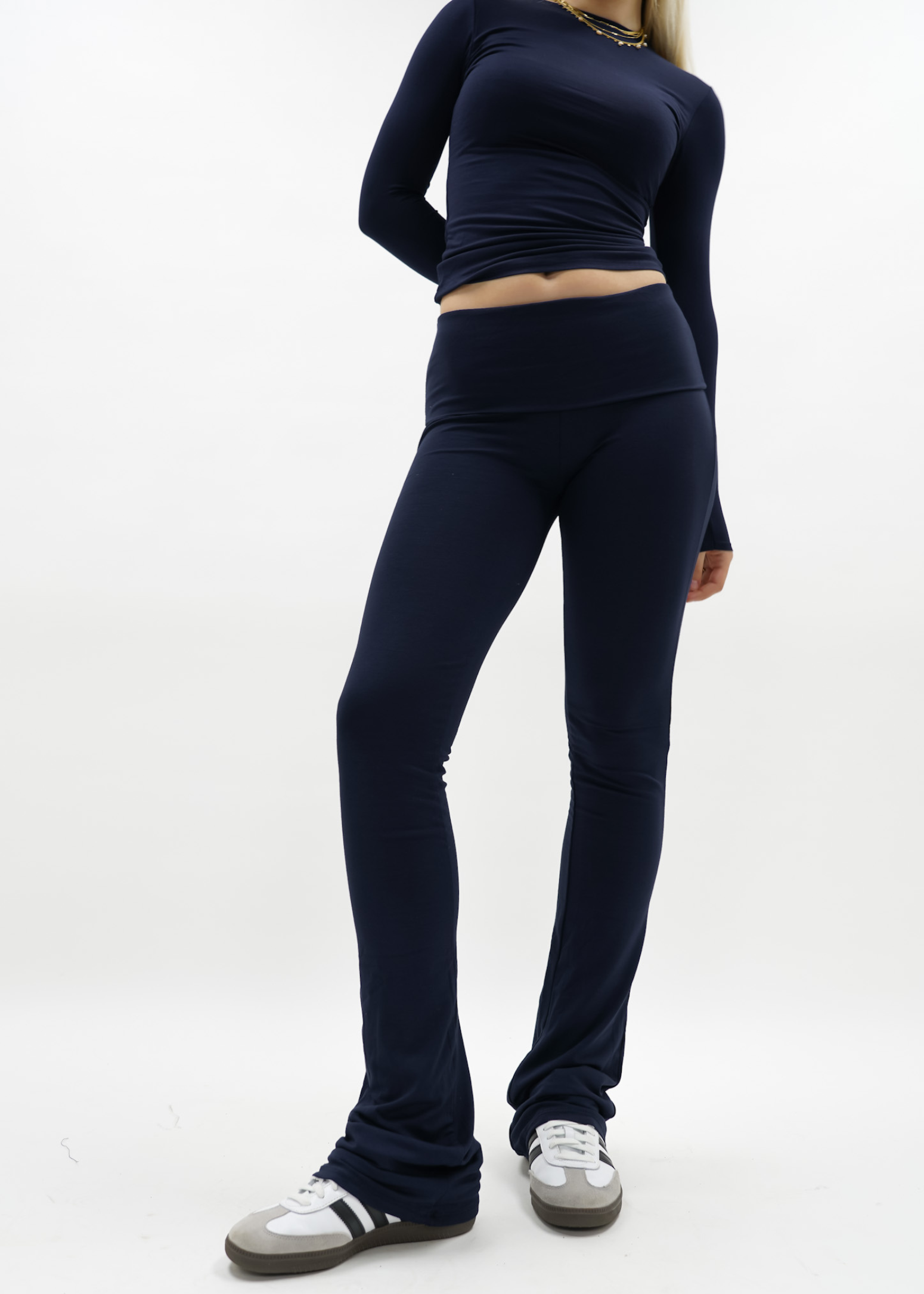Fold-over flared pants night blue (TALL)