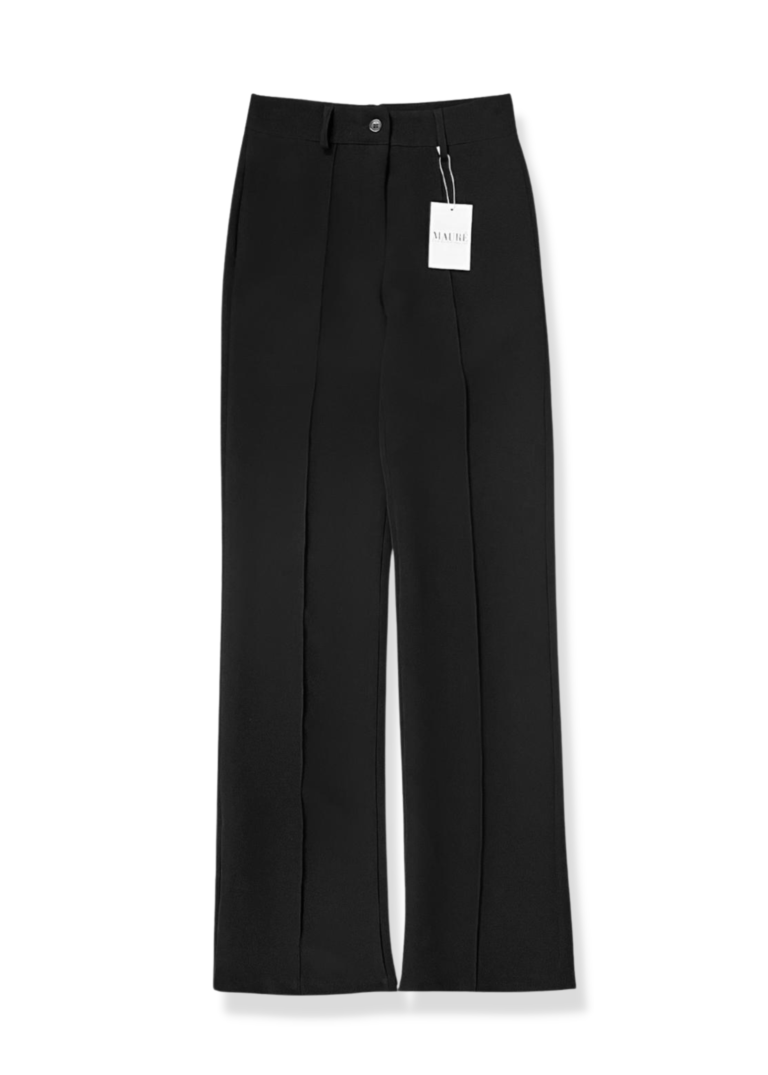 Pantalon de jambe droite rencontré noir pressfold (RÉGULIER)