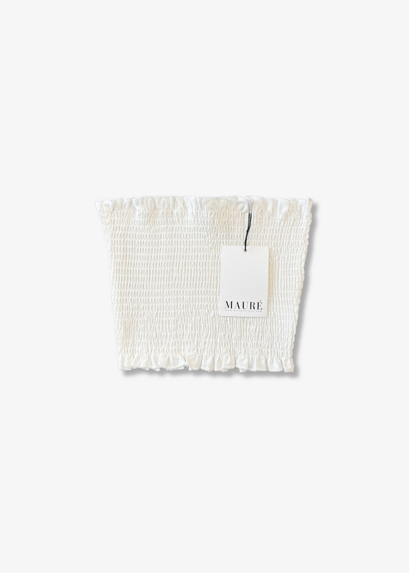 Smocked tube top off-white