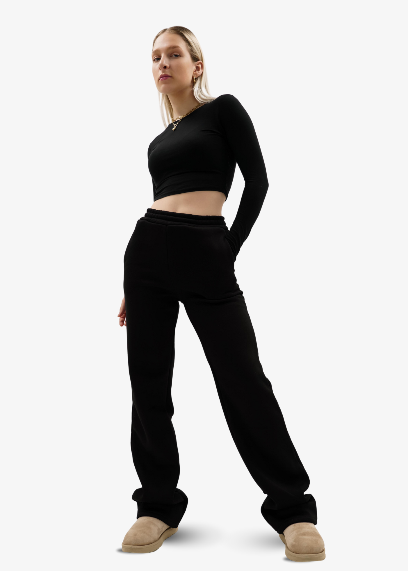 Pantalon de jogging taille haute noir (TALL)