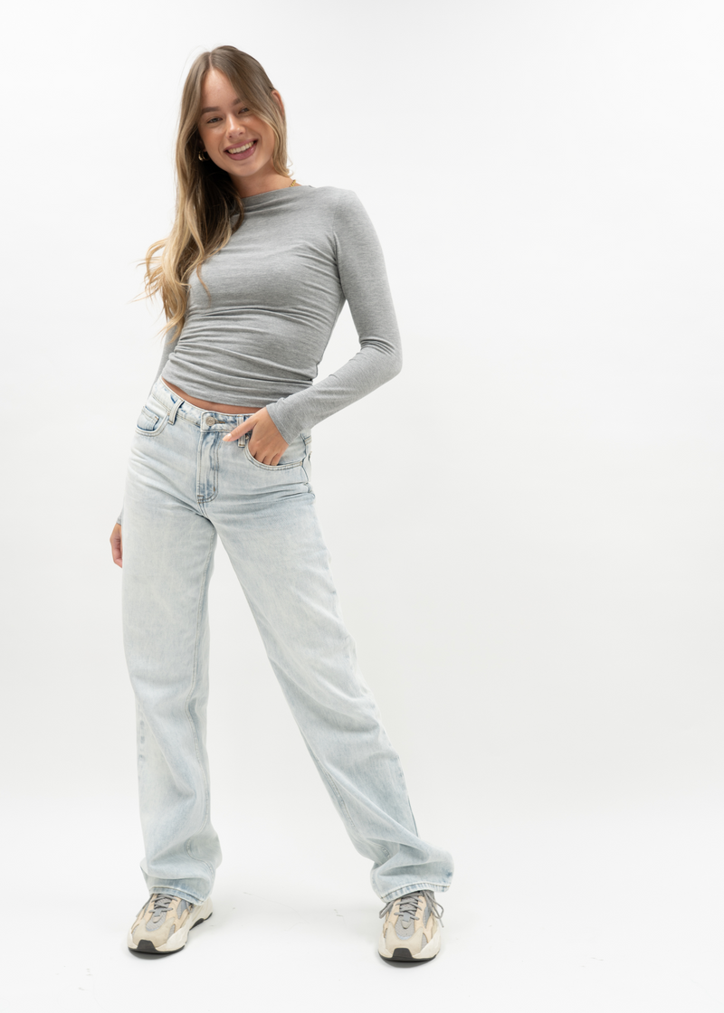 Long sleeve top long light grey