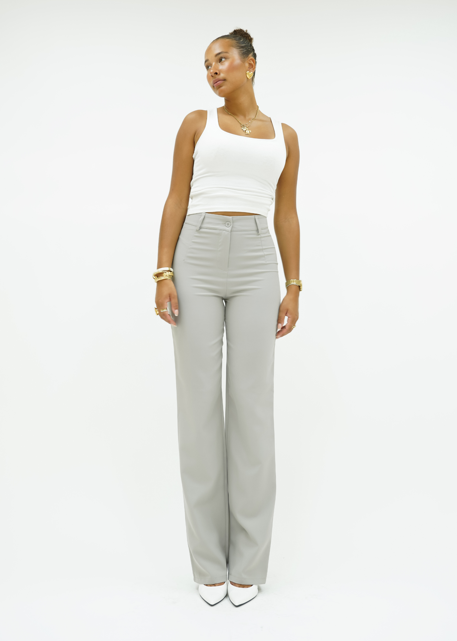 Straight leg pants classic creamy grey (TALL)