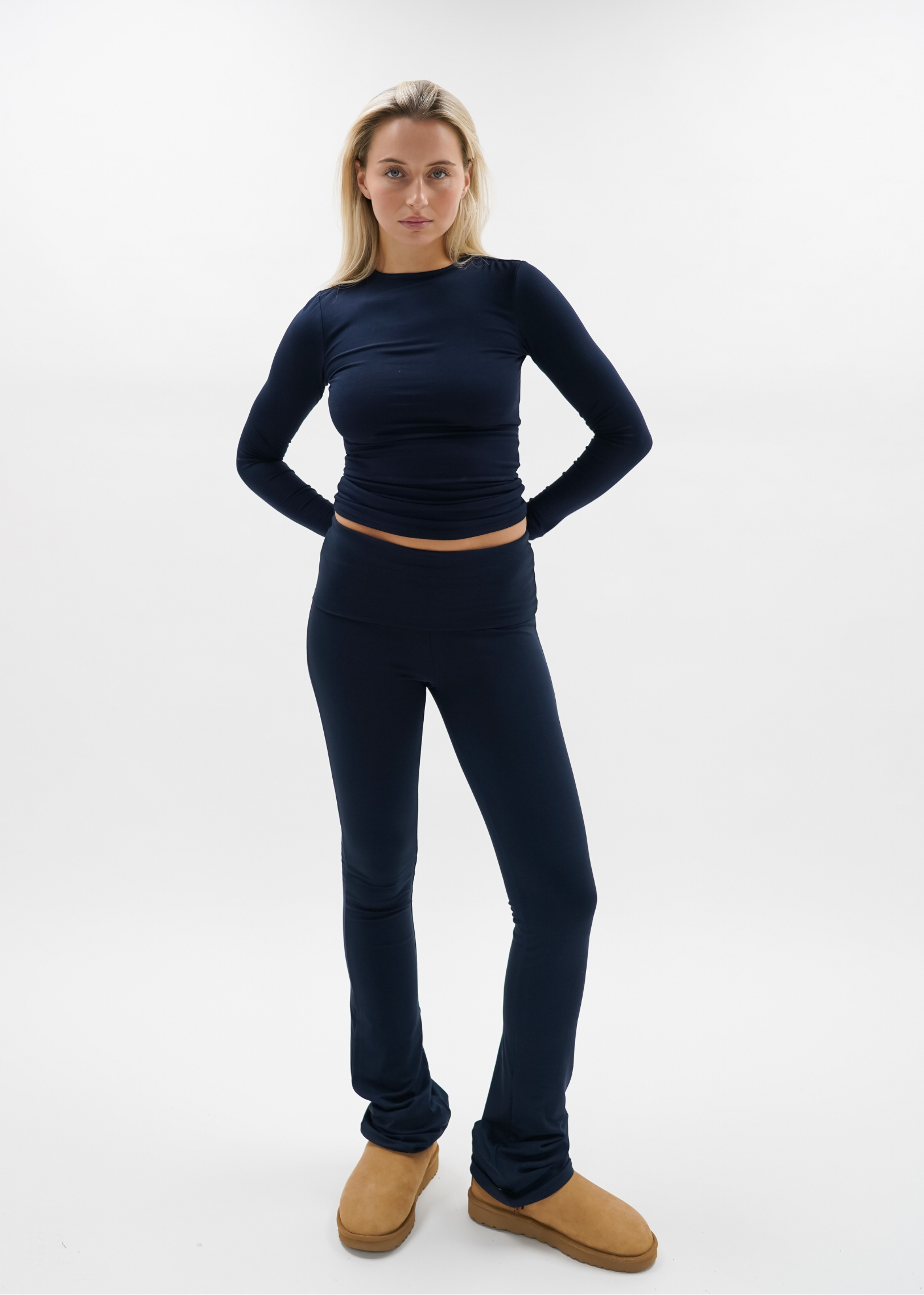 Fold-over flared pants night blue (TALL)