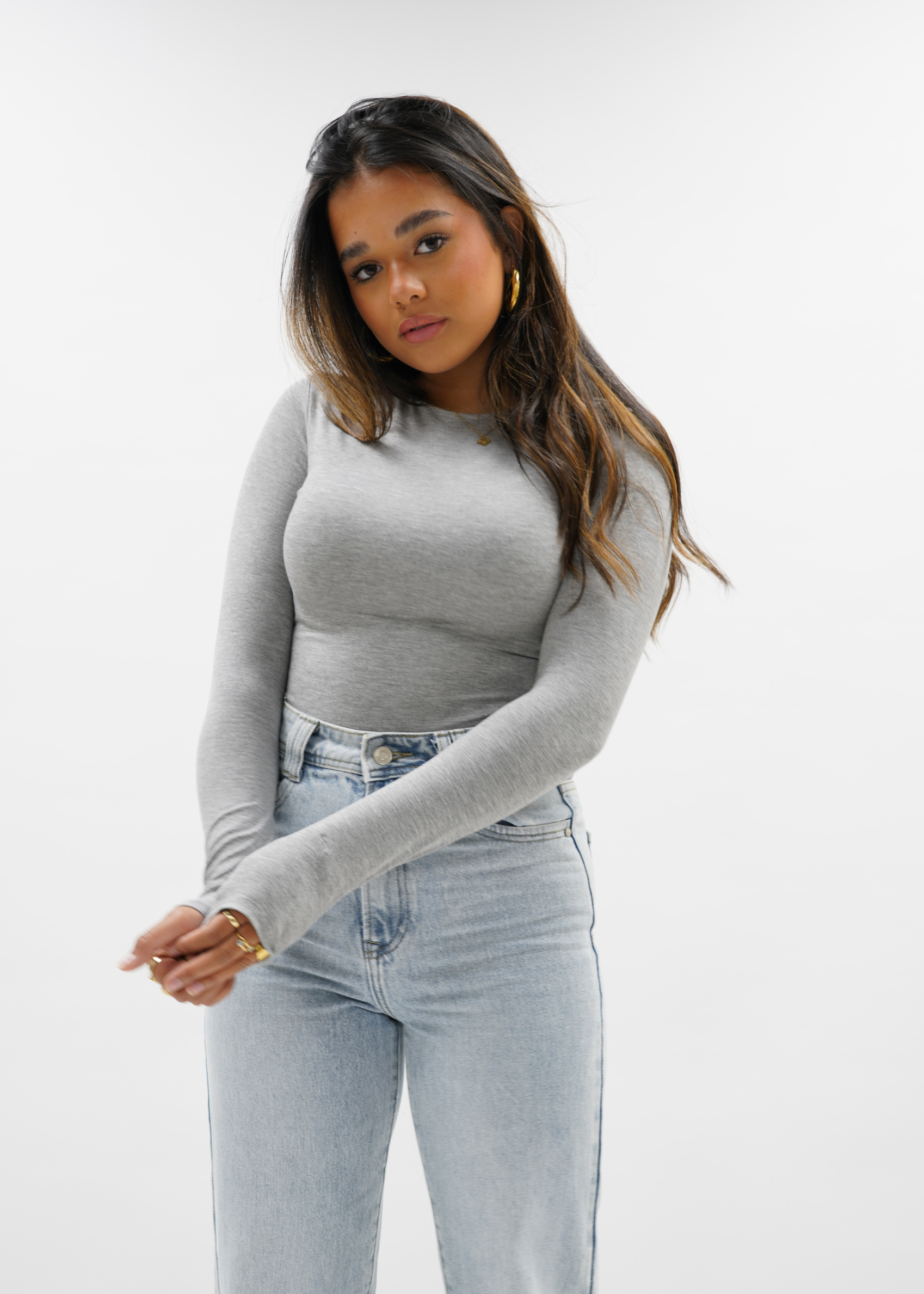 Long sleeve body light grey melange