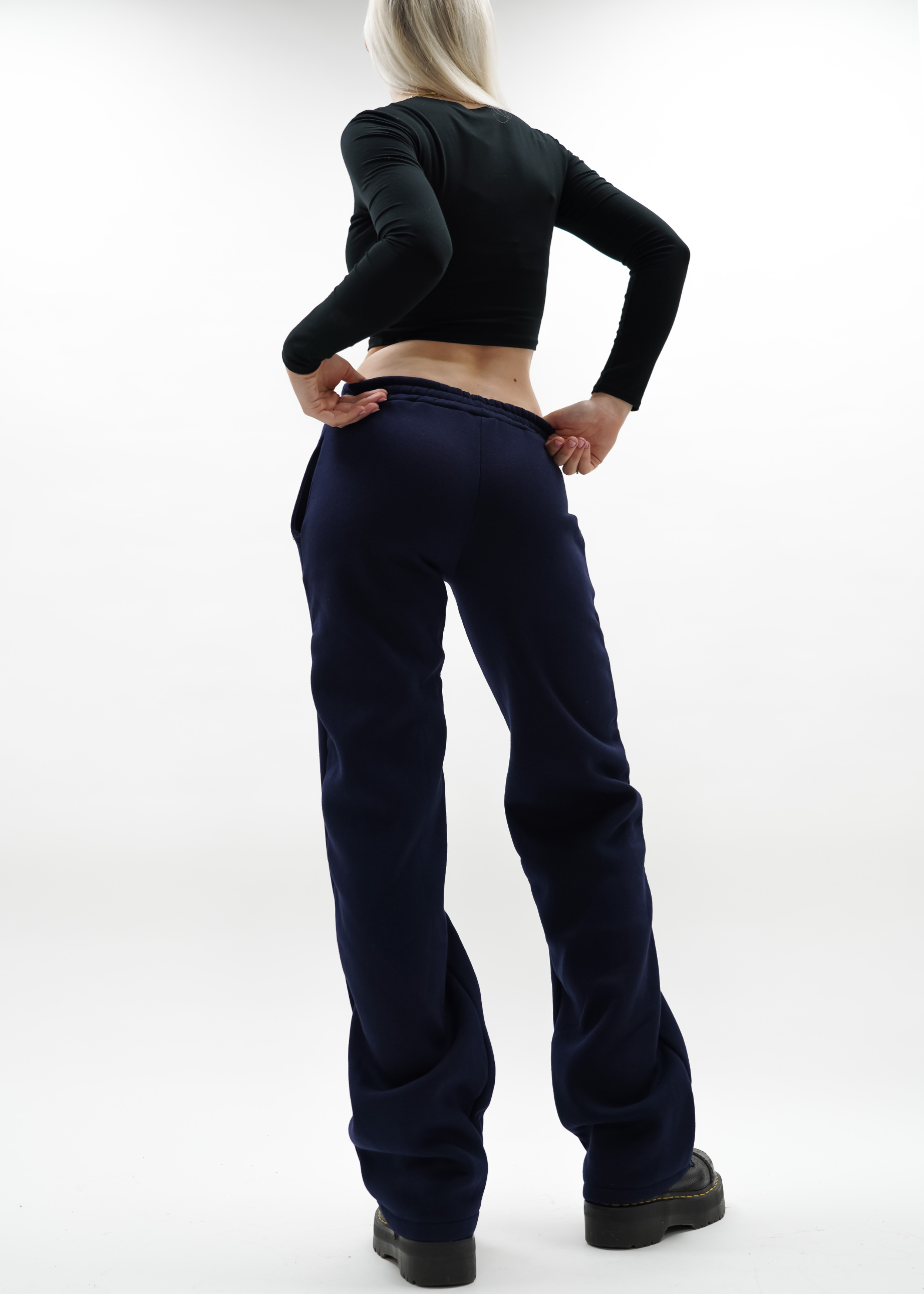 Pantalon jogger taille basse / moyenne bleu nuit (TALL)