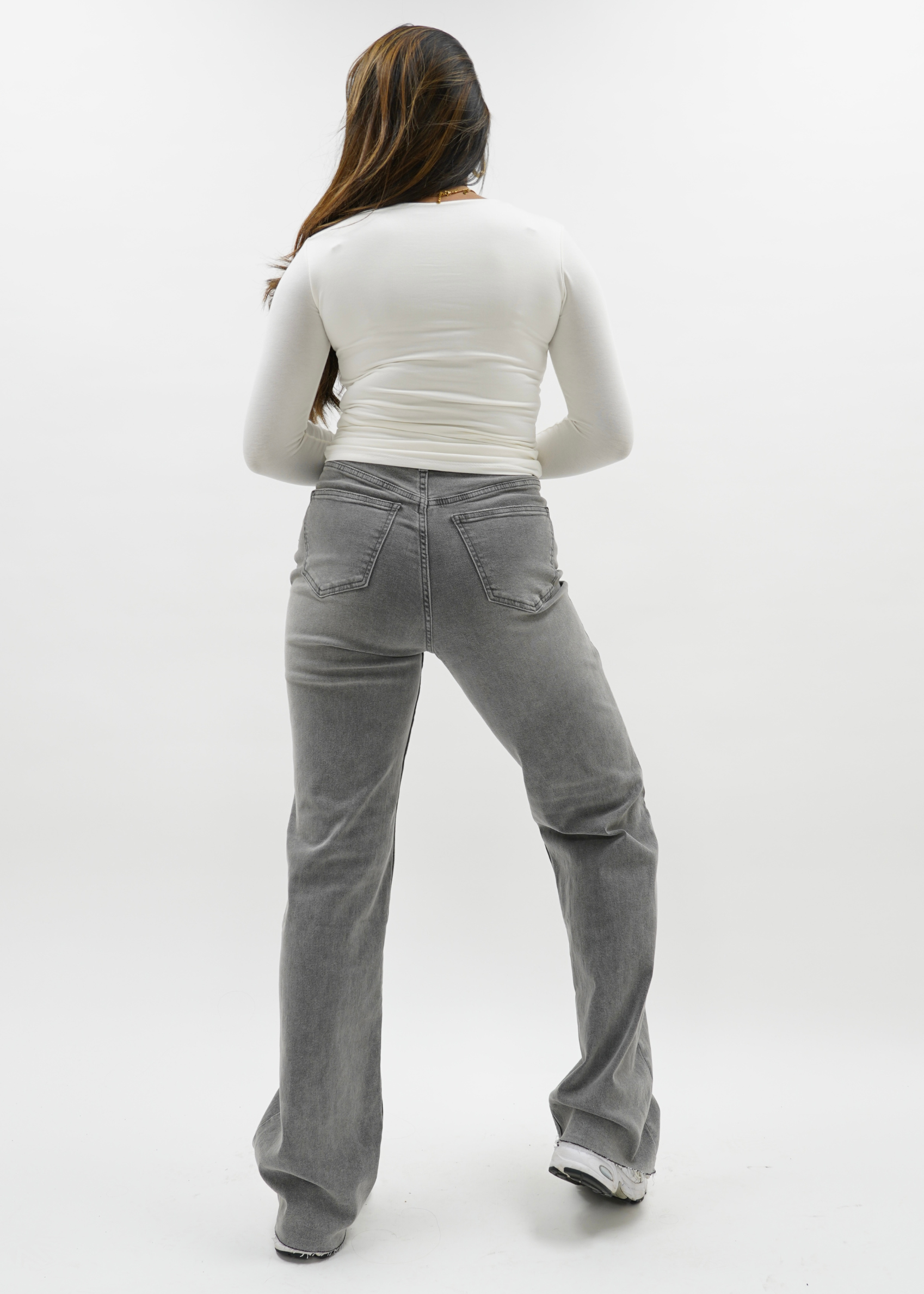 High waist wide leg jeans gray