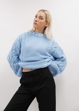 Cable knit baby blue