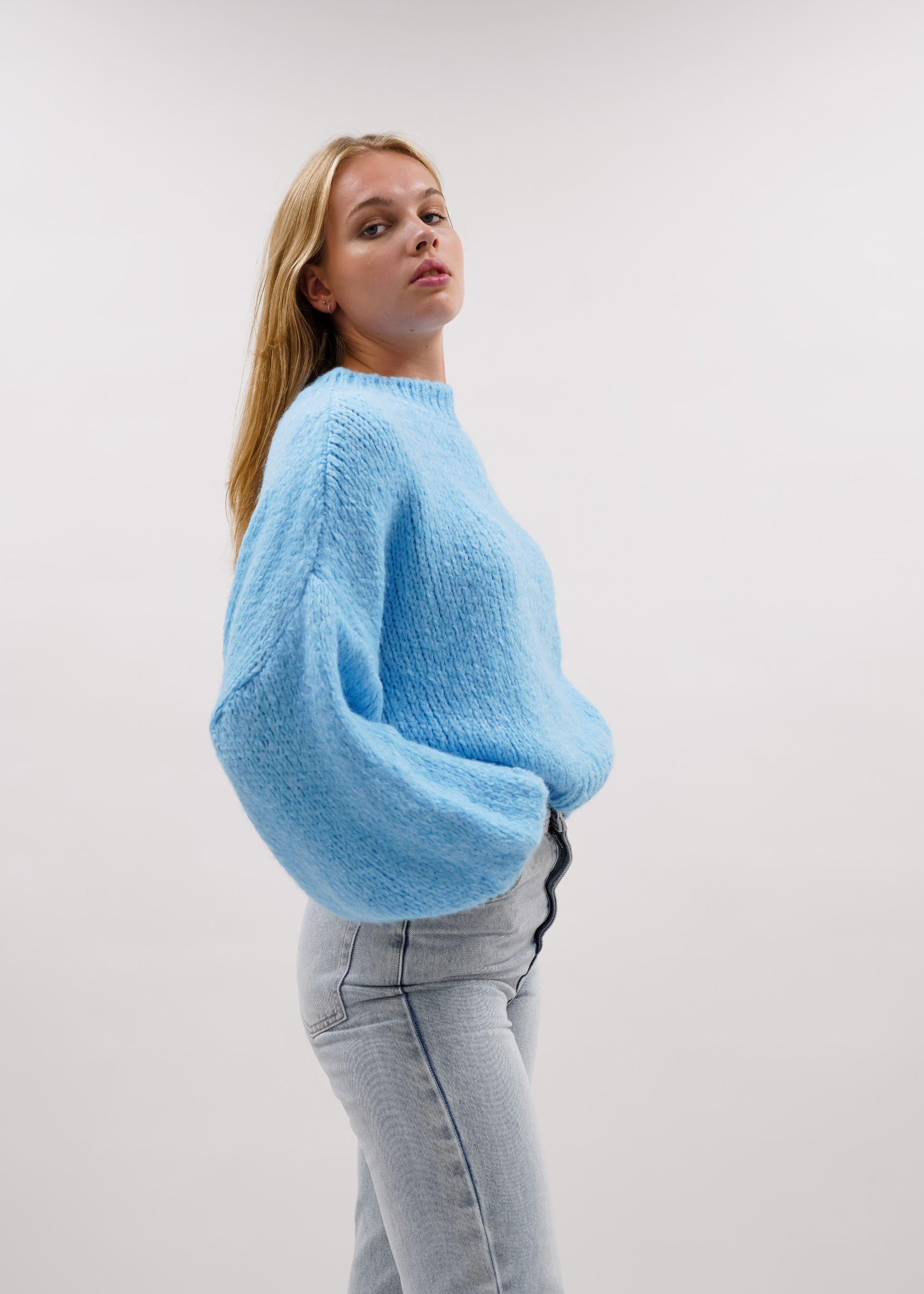 Knitted sweater baby blue