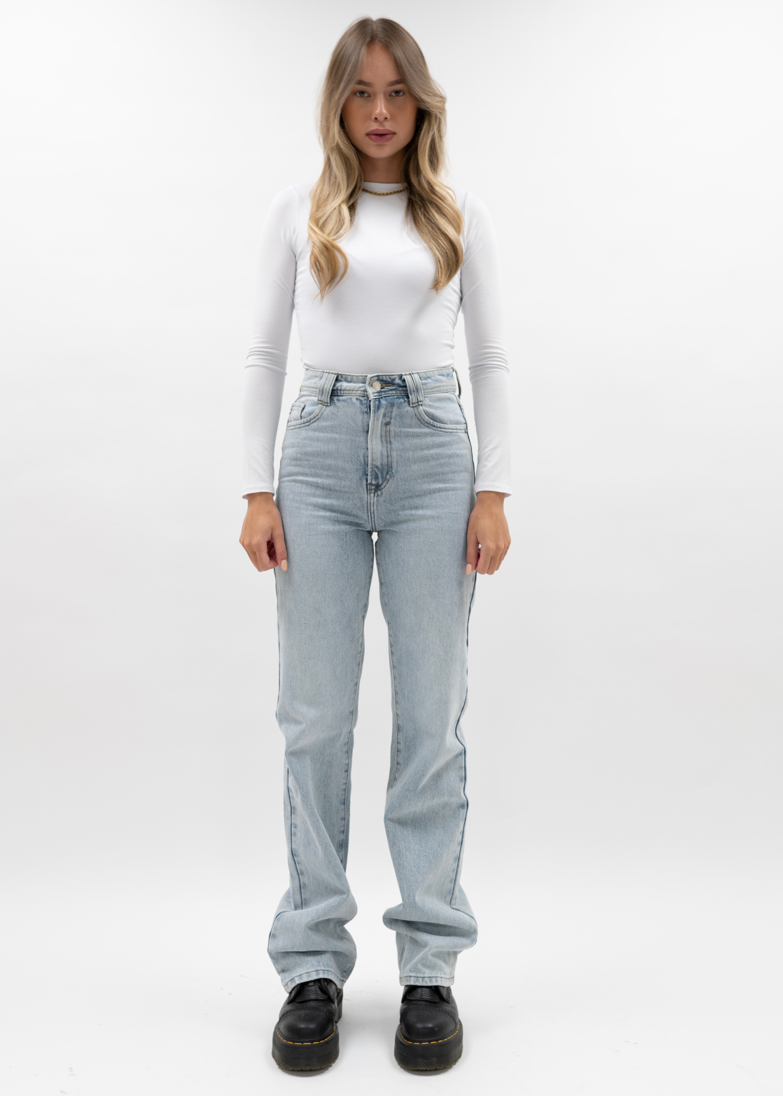 Jean droit taille haute 90's bleu clair (TALL)