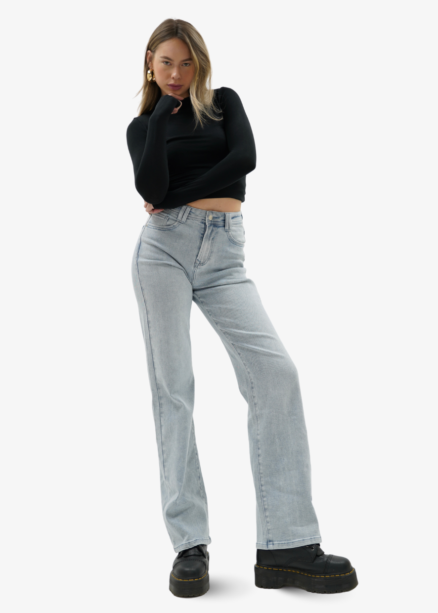 Stretch high waist straight leg jeans light blue (TALL)