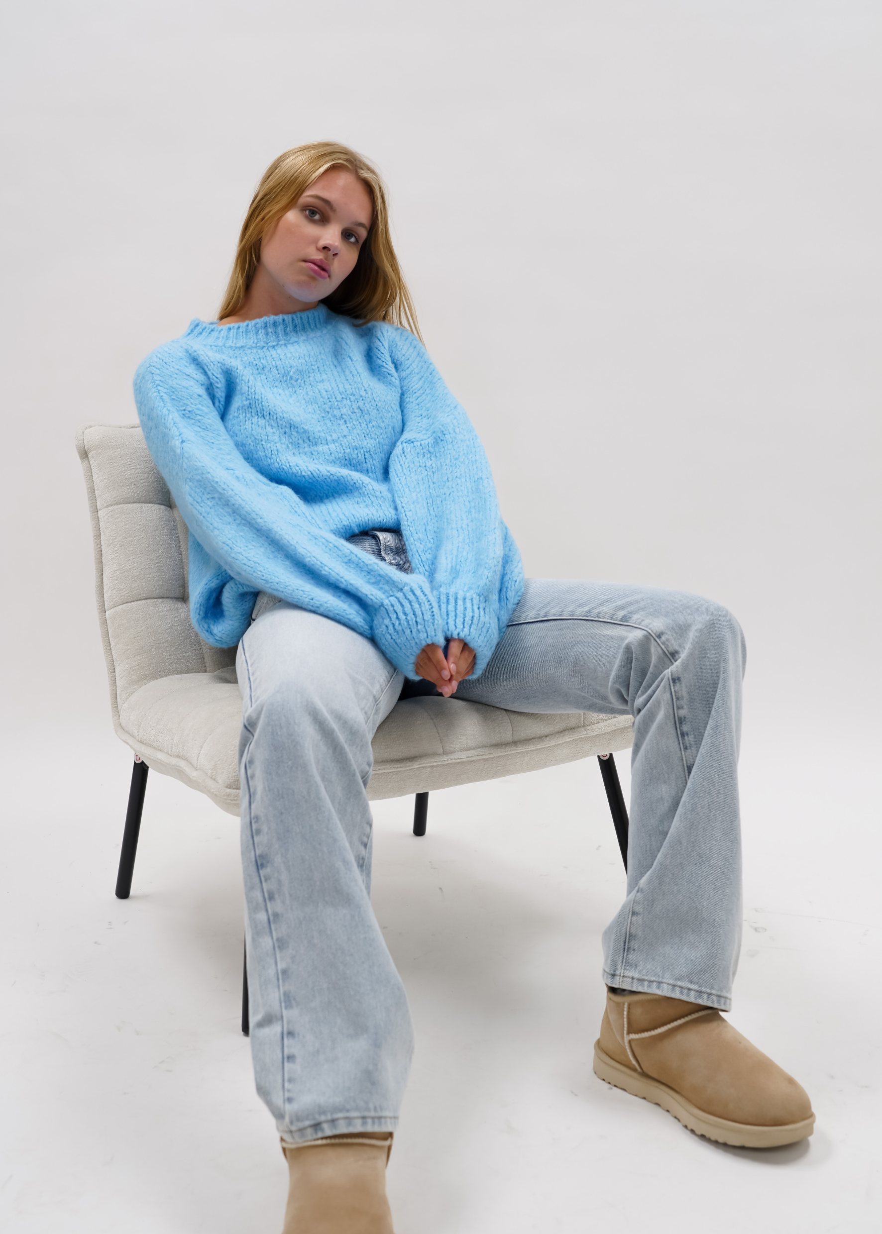 Knitted sweater baby blue