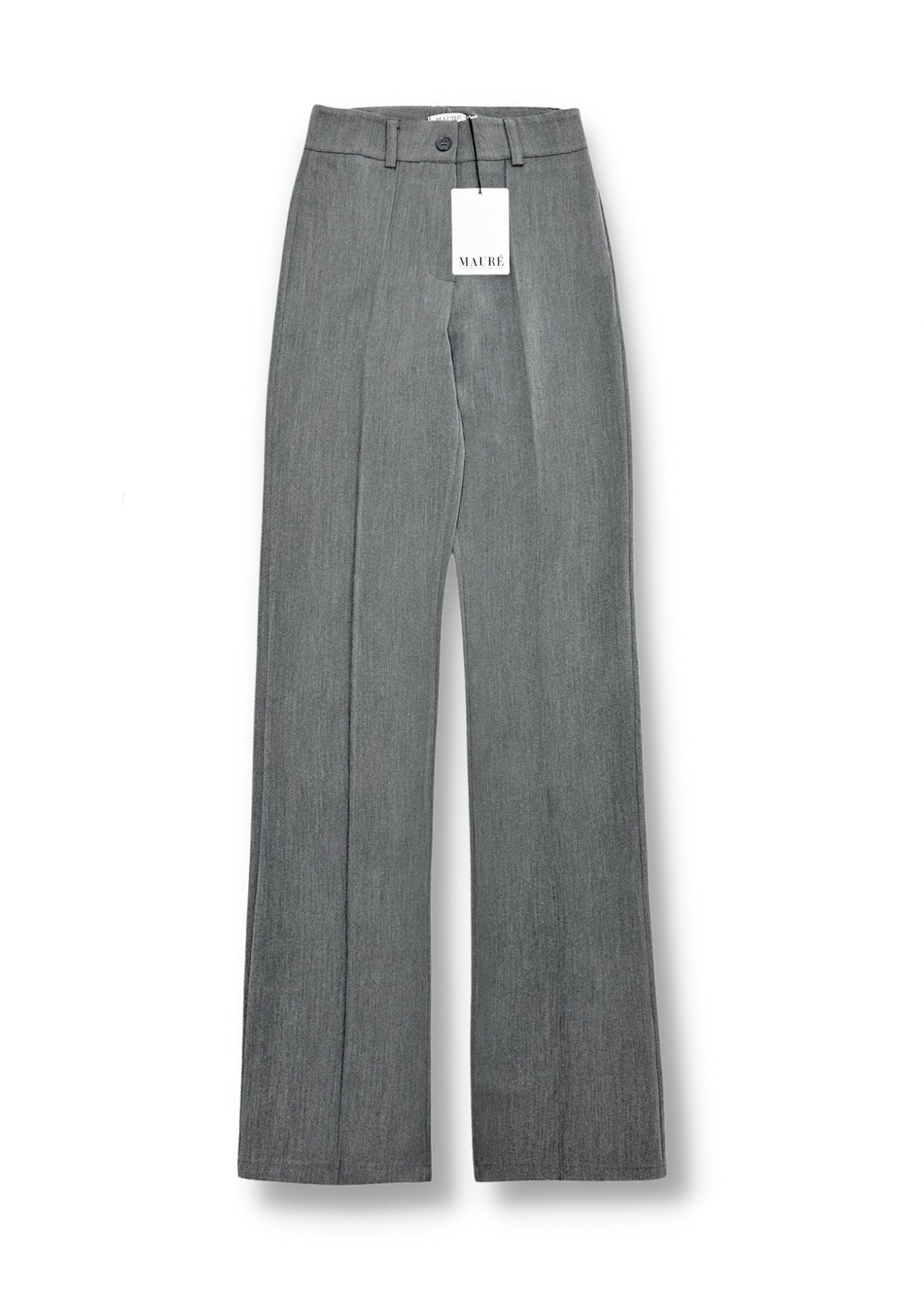 Pantalon droit avec pliage gris clair délavé (TALL)