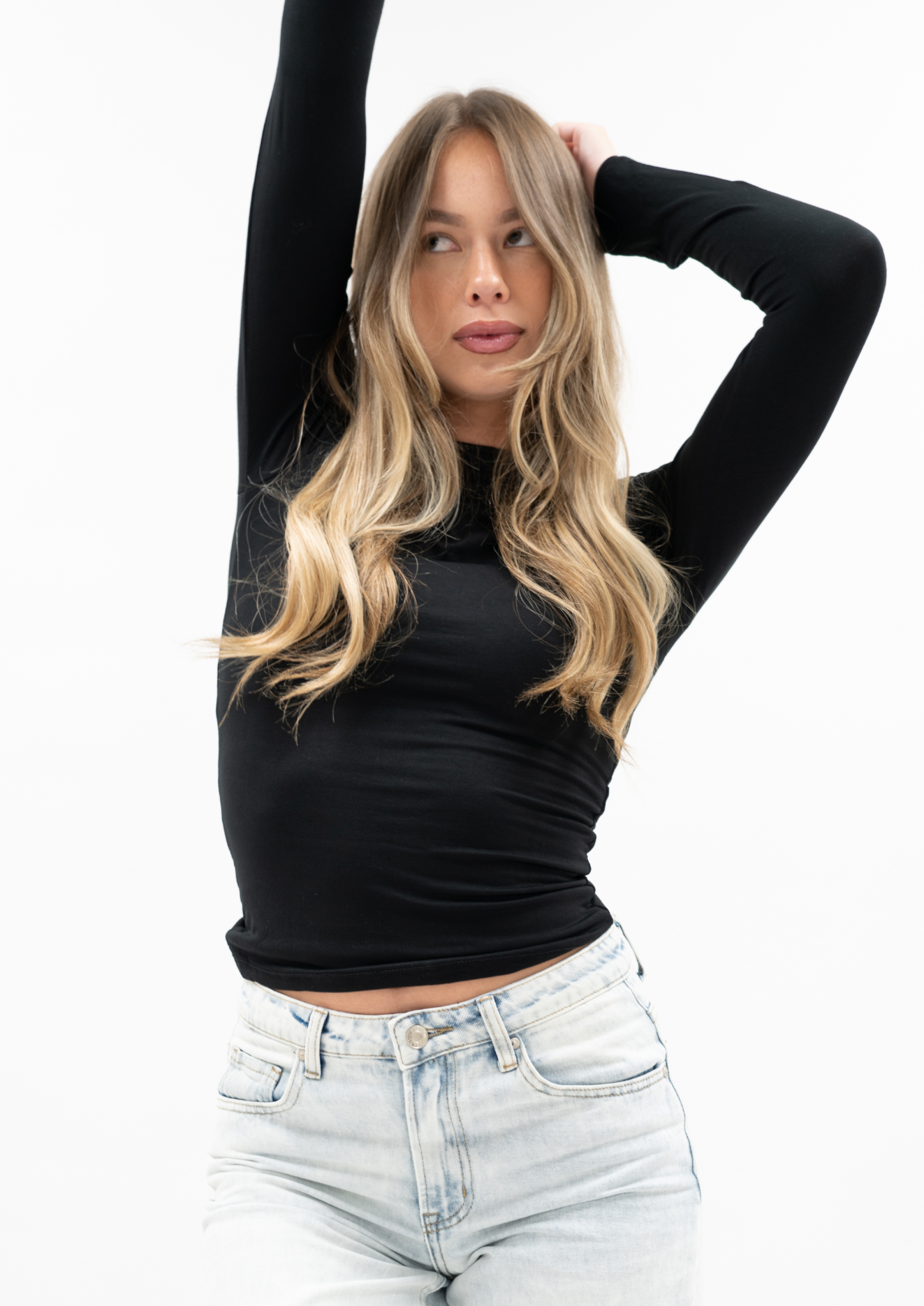Long sleeve top long black