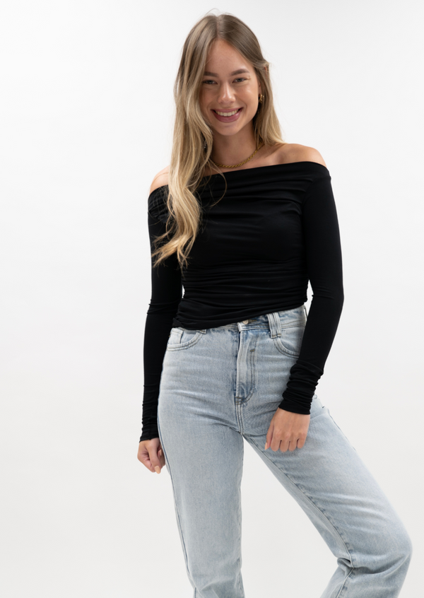 Schulter freies Top schwarz