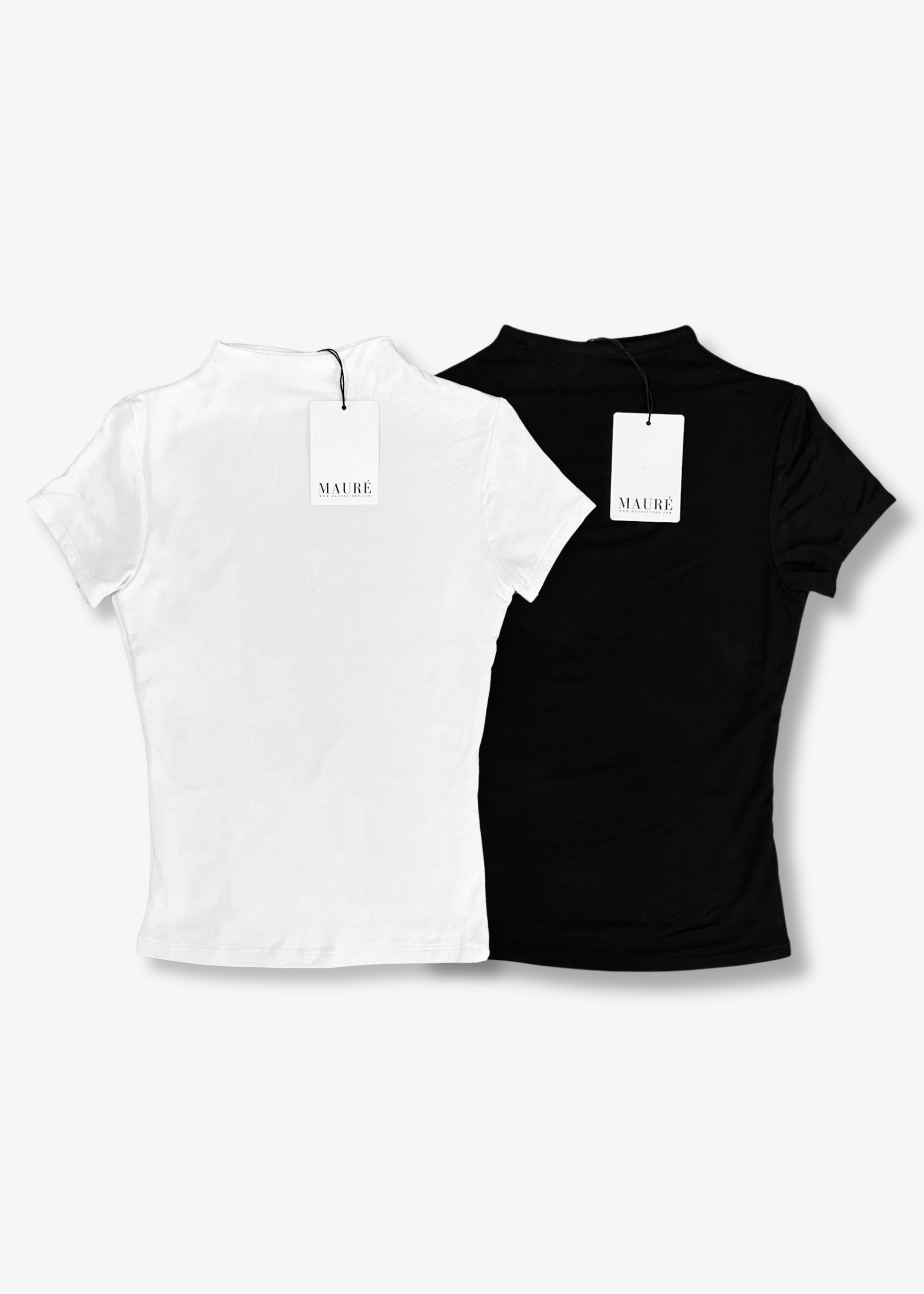 2-pack short sleeve tops long (classy) White & black