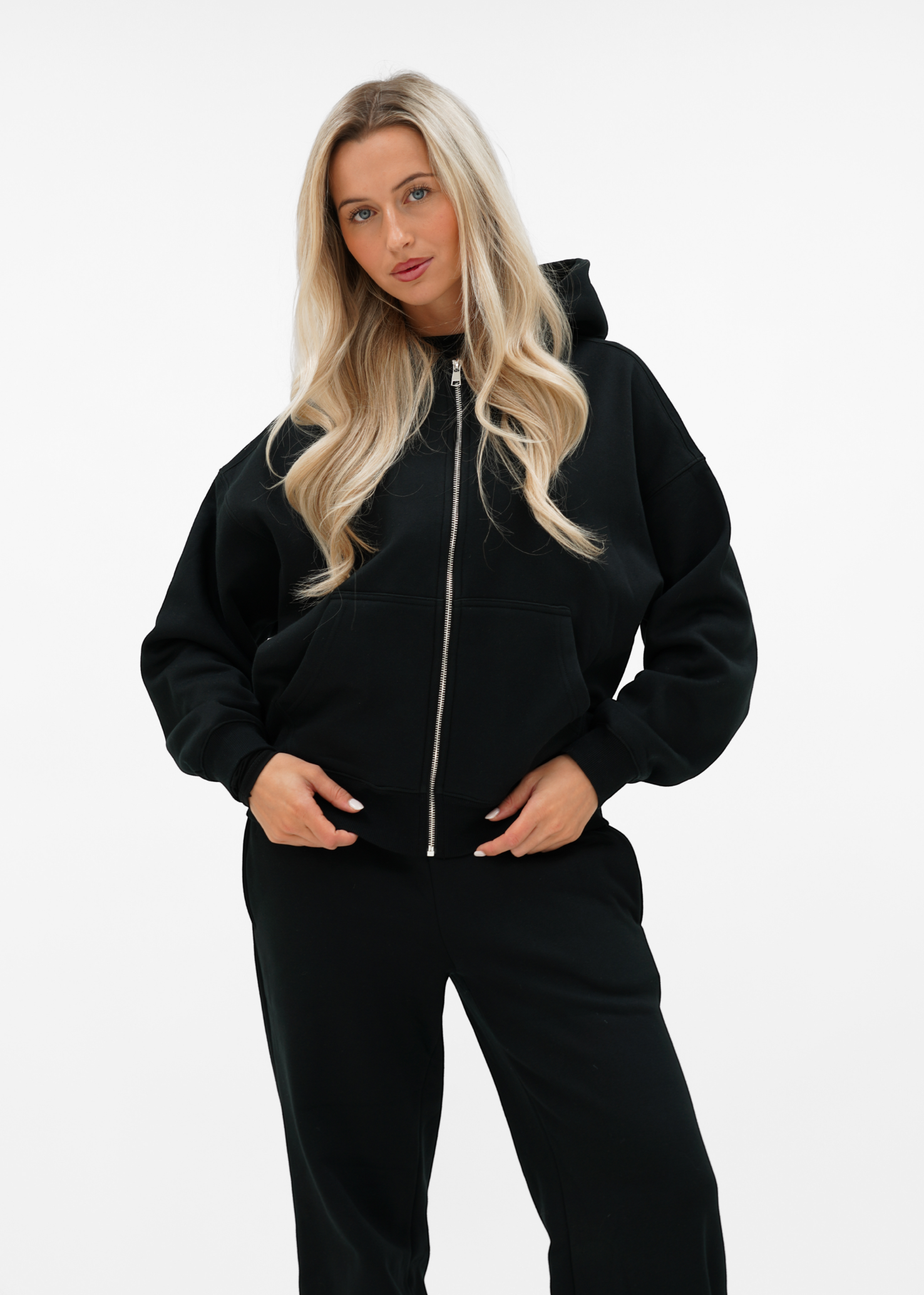 Basic zip hoodie black (tall)