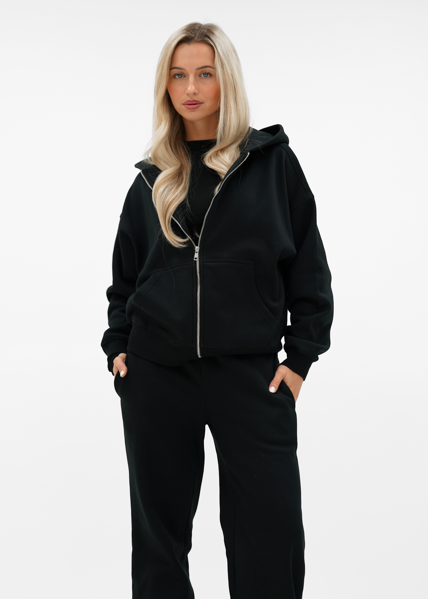 Basic zip hoodie black (tall)