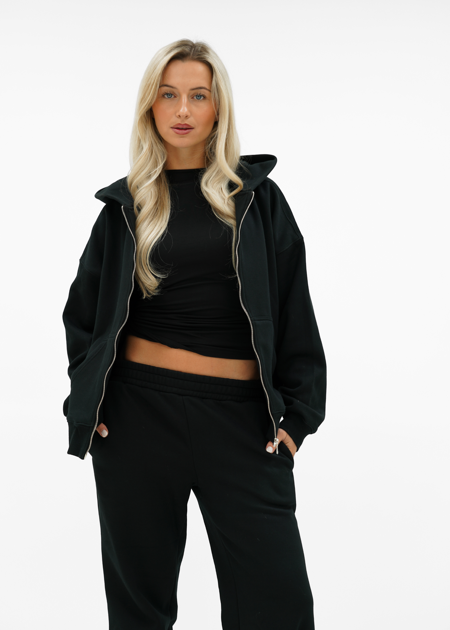 Basic zip hoodie black (tall)