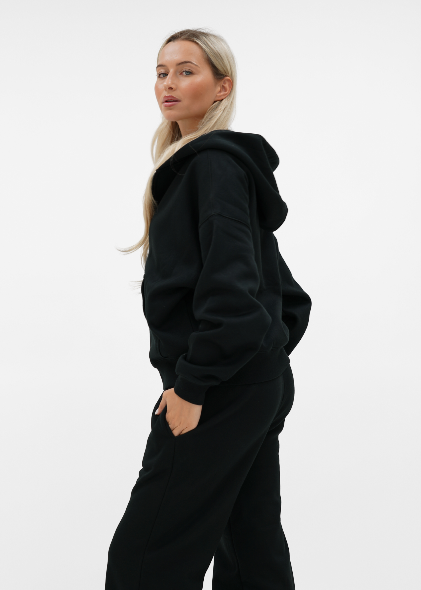 Basic zip hoodie black (tall)