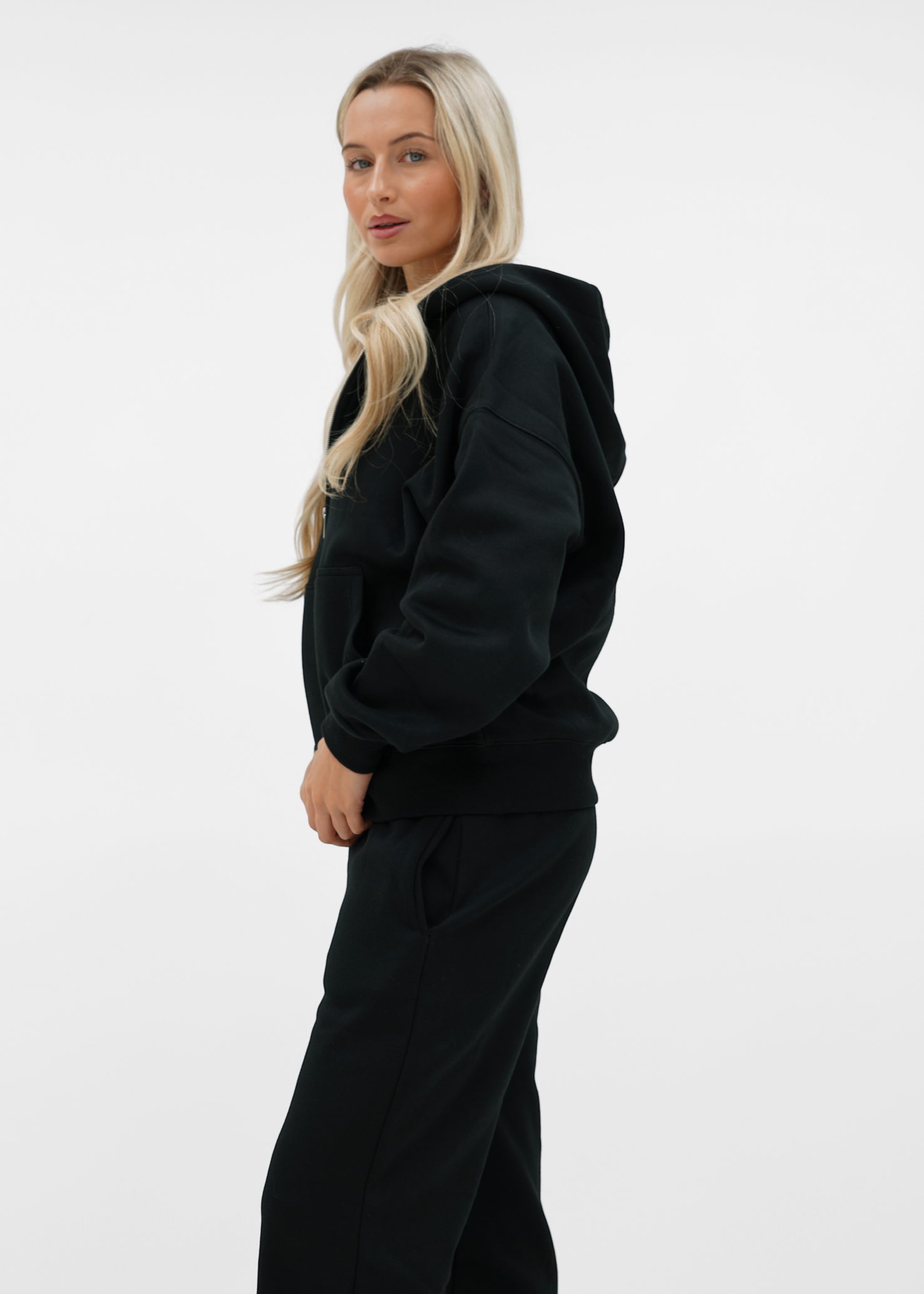 Basic zip hoodie black (tall)