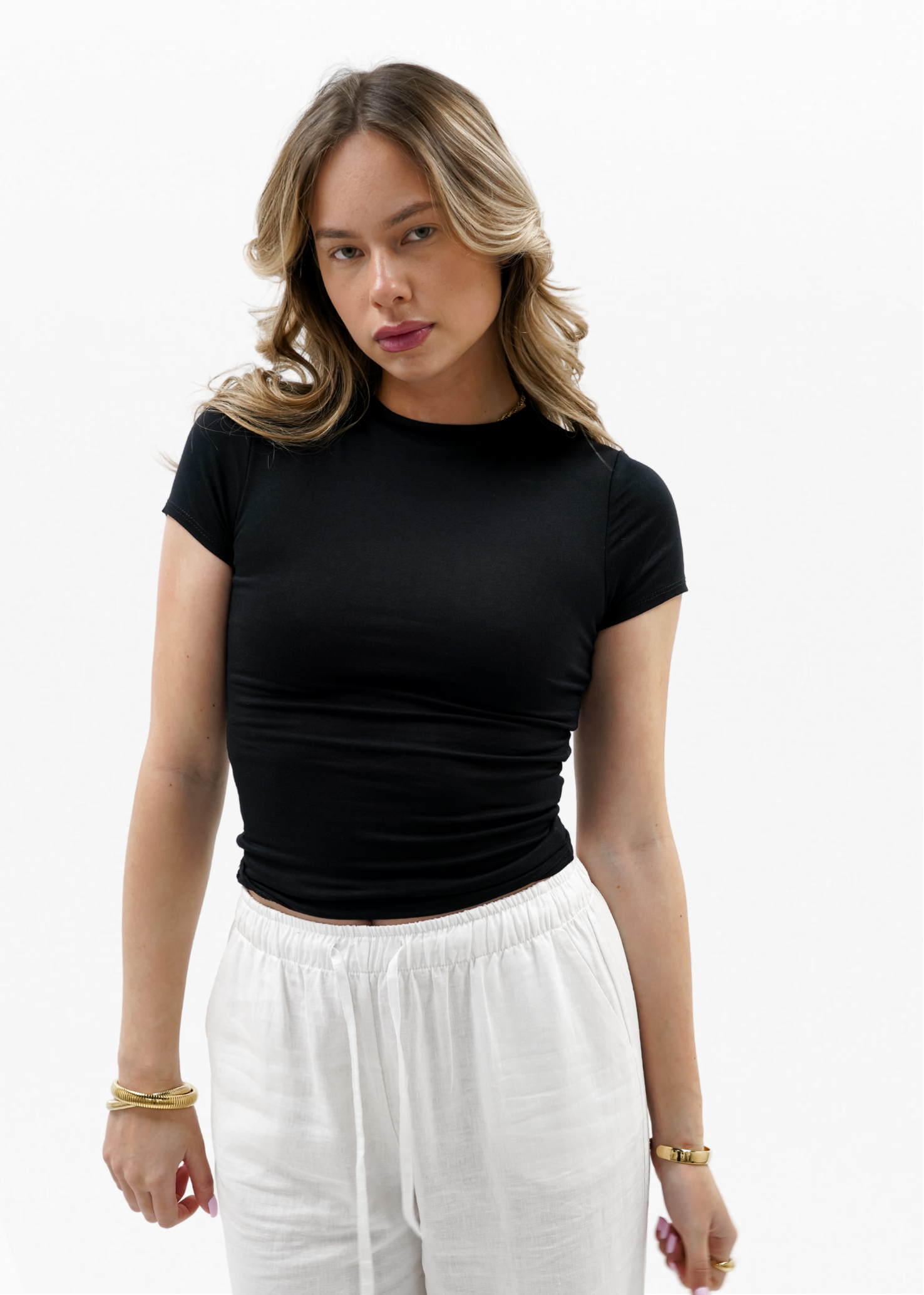 Short sleeve top long black