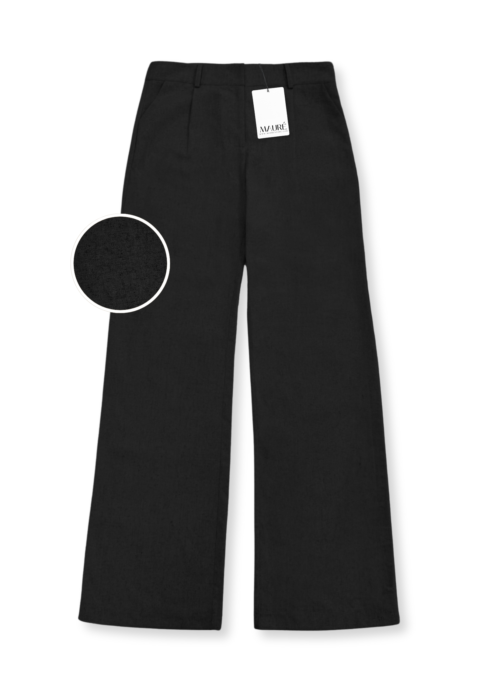 Low/mid waist linnen pants casual (TALL) black