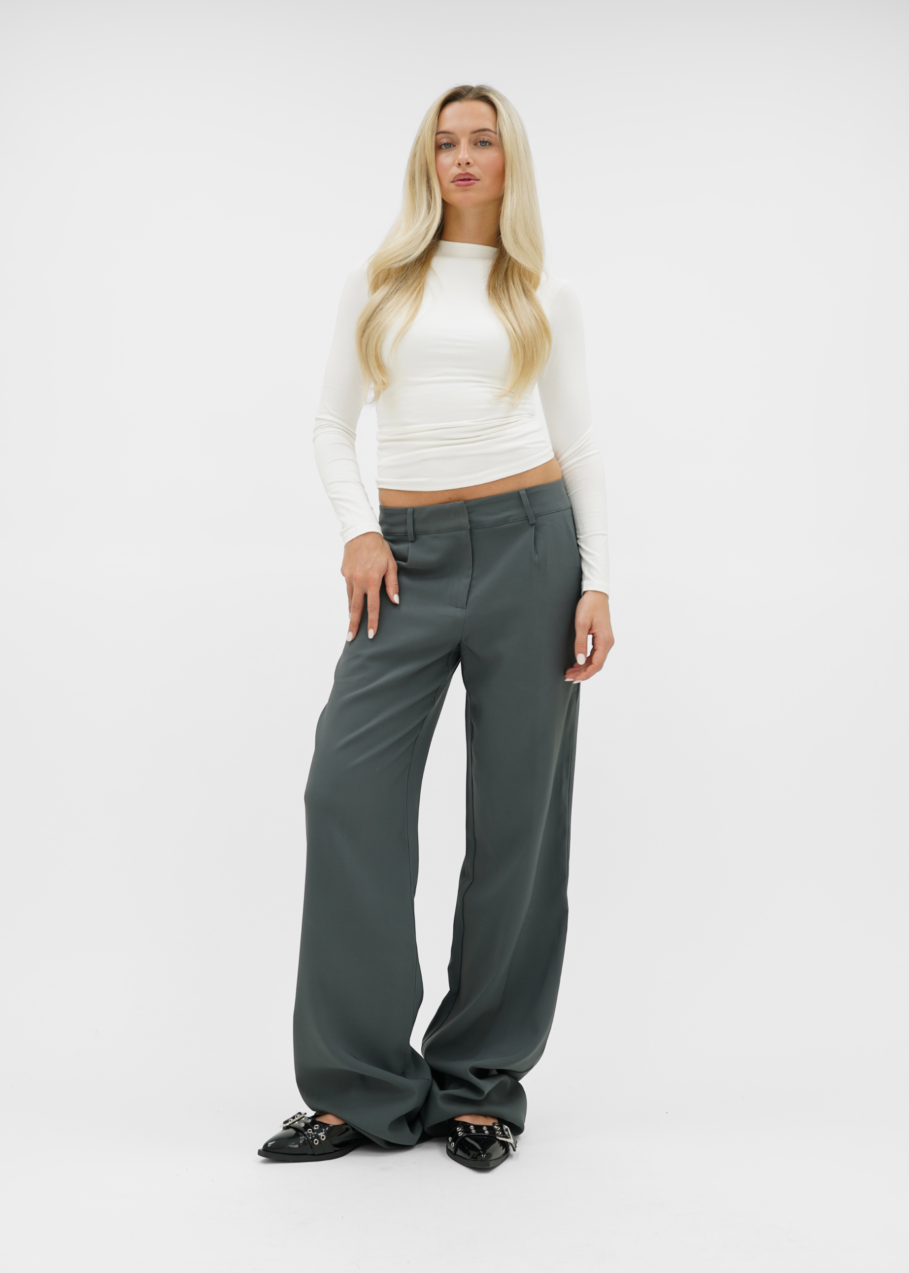 Low/mid waist wide leg pants casual charcoal (tall)