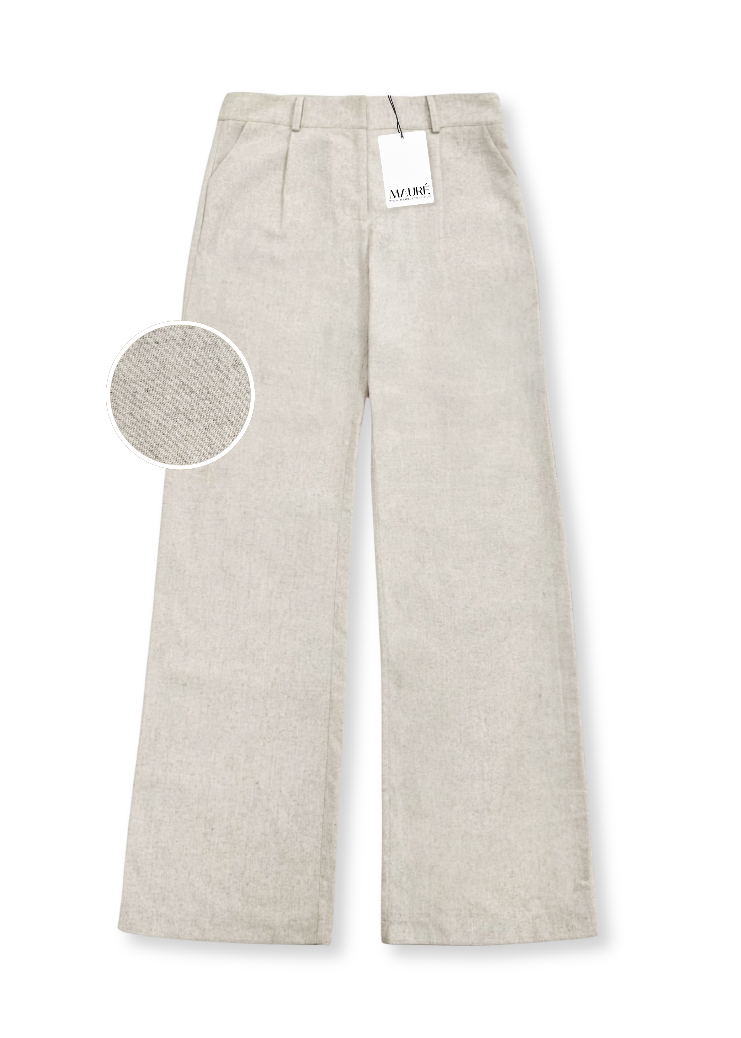 Low/mid waist linnen pants casual (TALL) crème melange