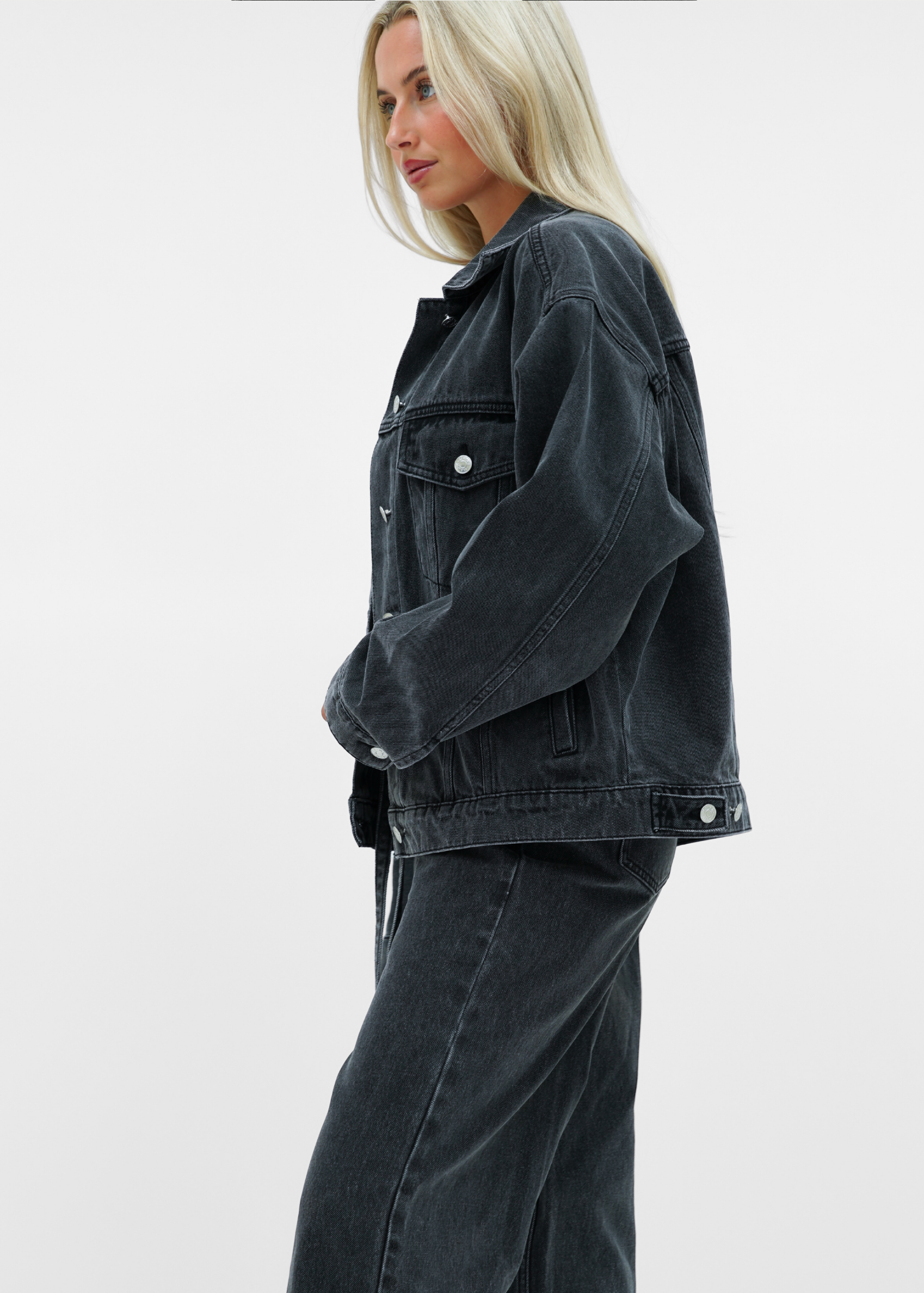 Oversized denim jacket dark washed grey (tall)