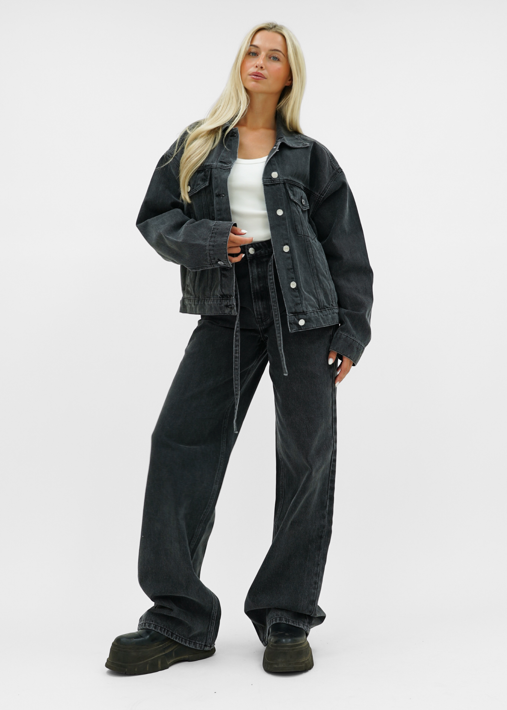 Oversized denim jacket dark washed grey (tall)