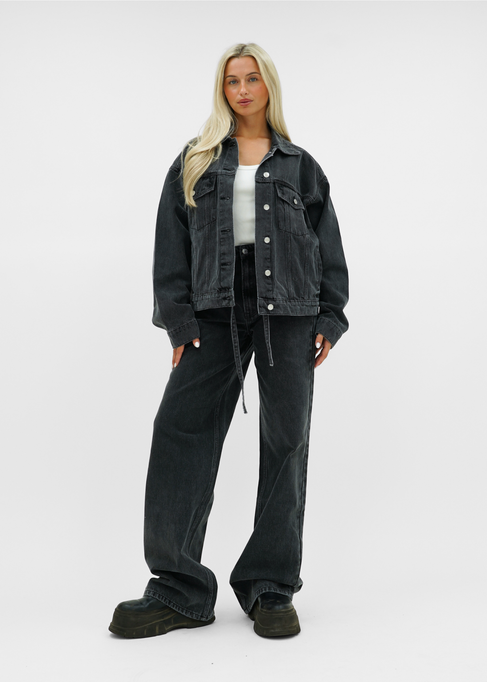 Oversized denim jacket dark washed grey (tall)