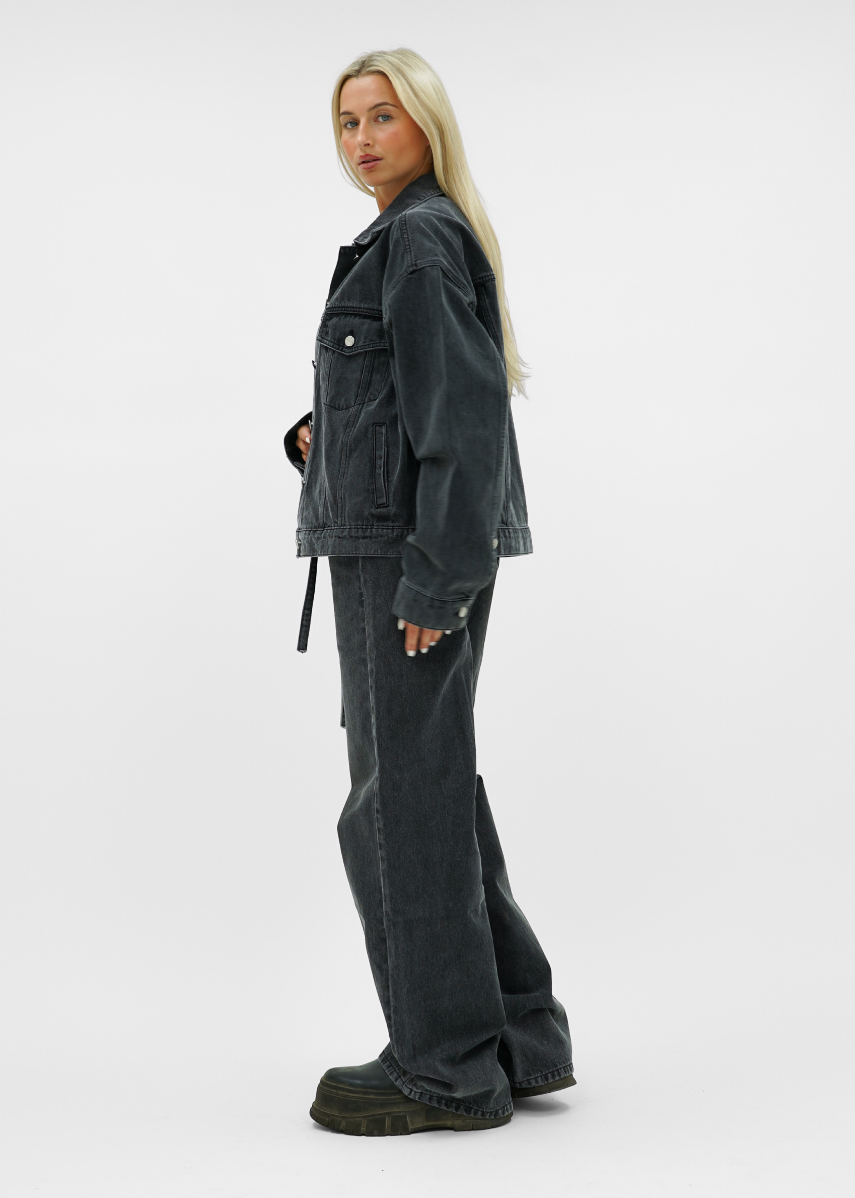 Oversized denim jacket dark washed grey (tall)