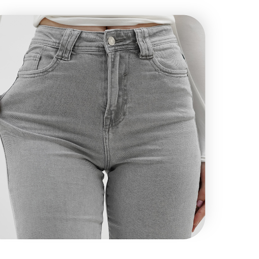 De stretch van een stretch jean wordt getoond
