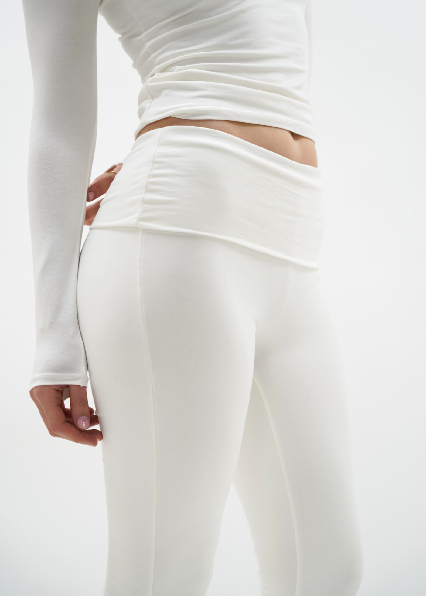 Fold-over flared pants off-white (TALL)