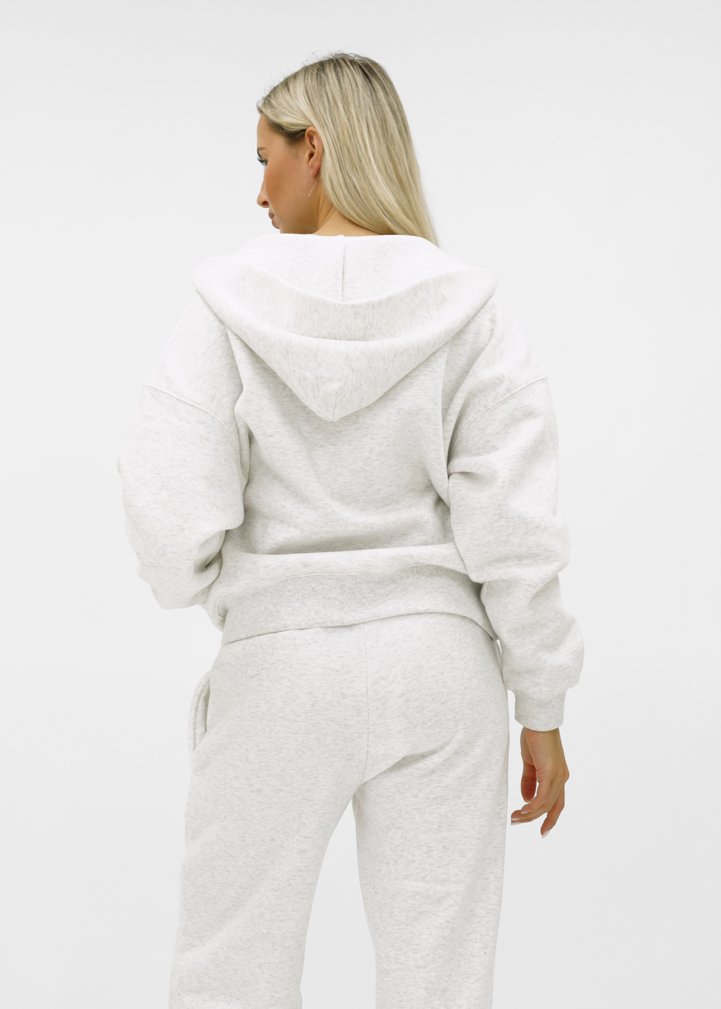 Basic zip hoodie light grey melange (tall)