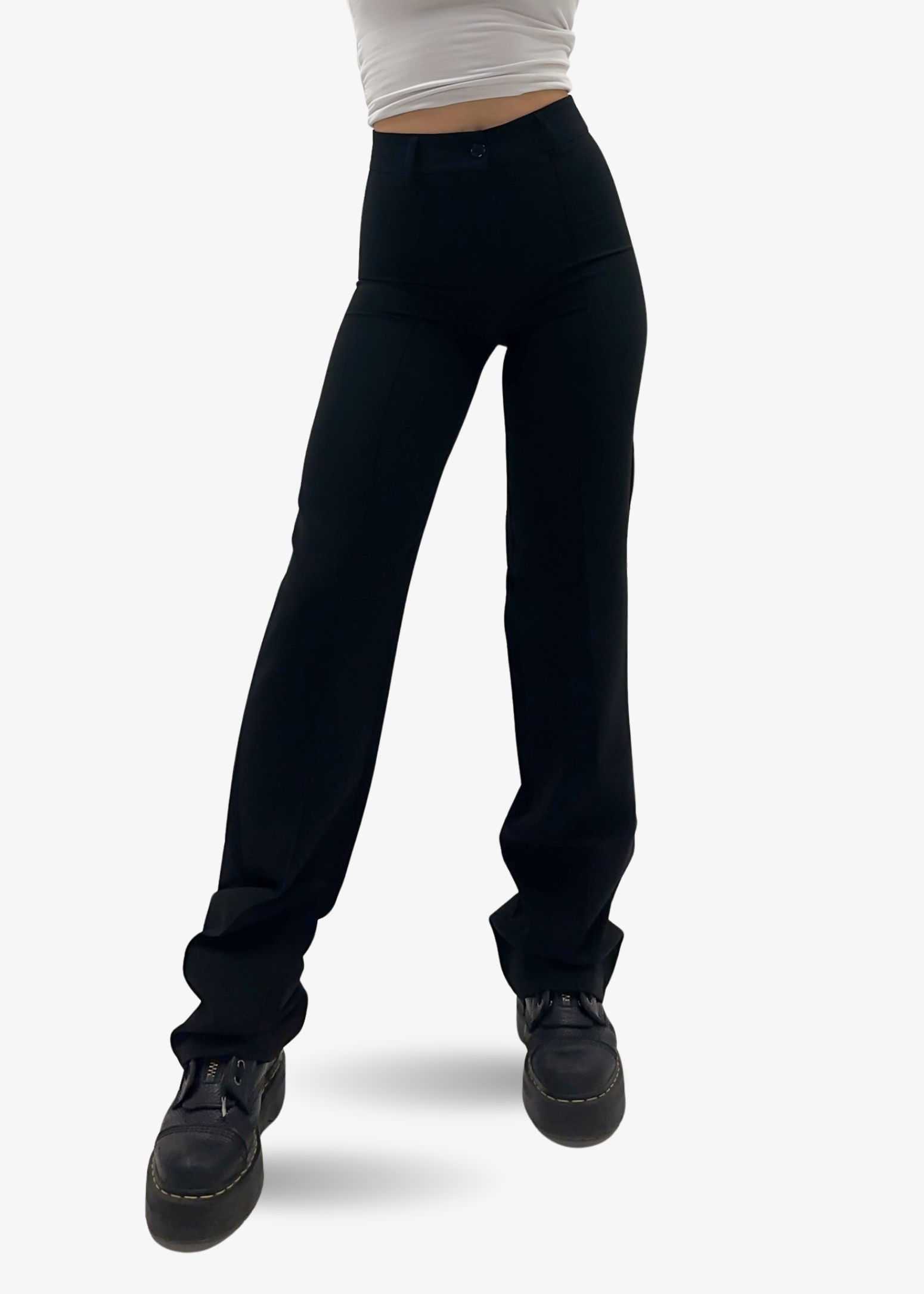 Straight leg pants with pressfold black (TALL)