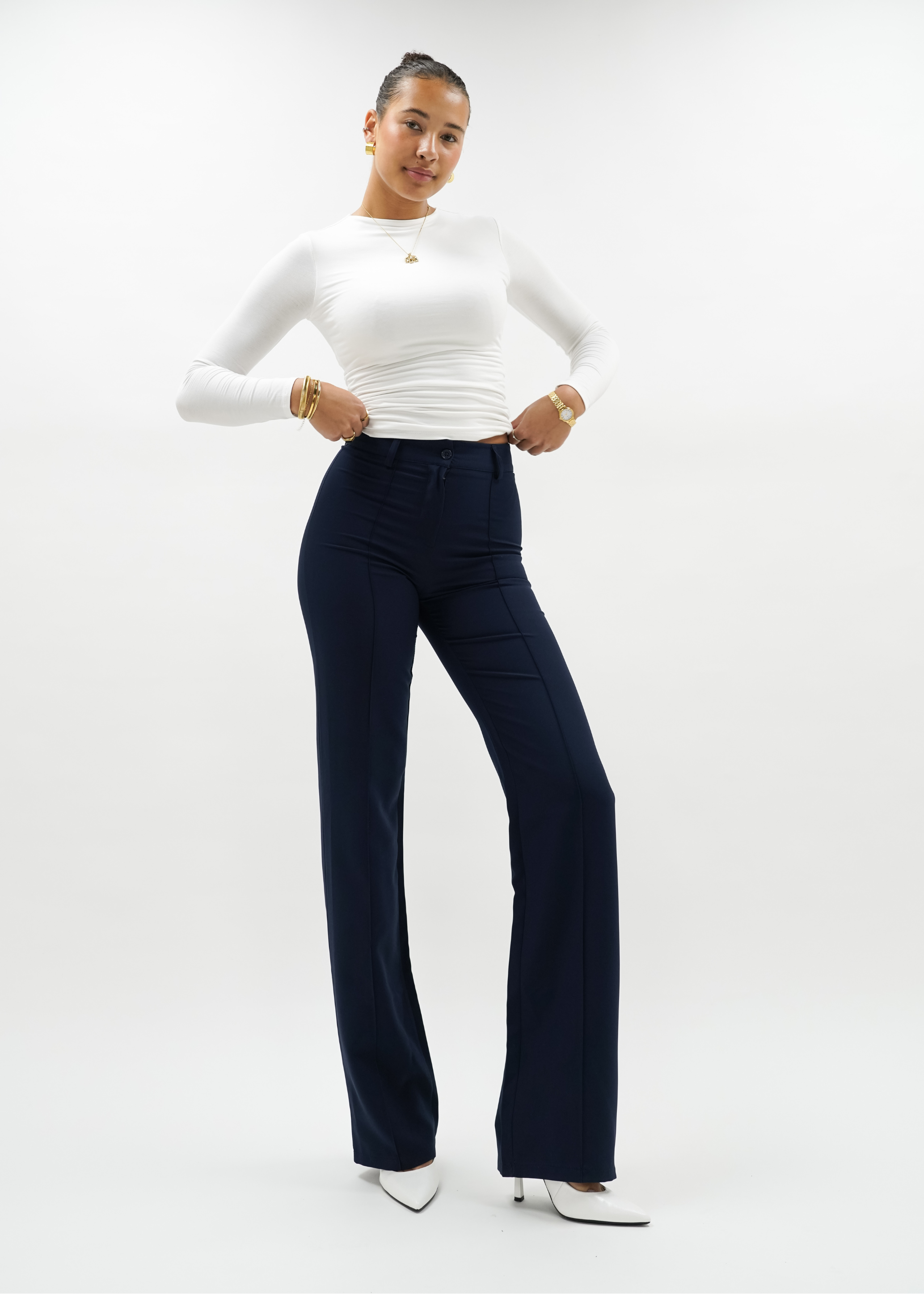 Straight leg pants mit pressfold night blue (TALL)