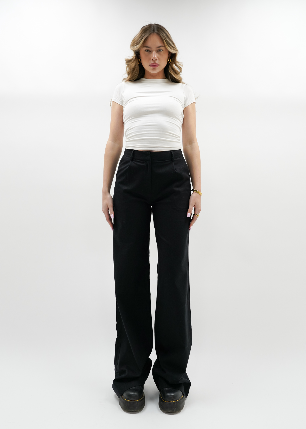 High waist linnen pants casual (TALL) black